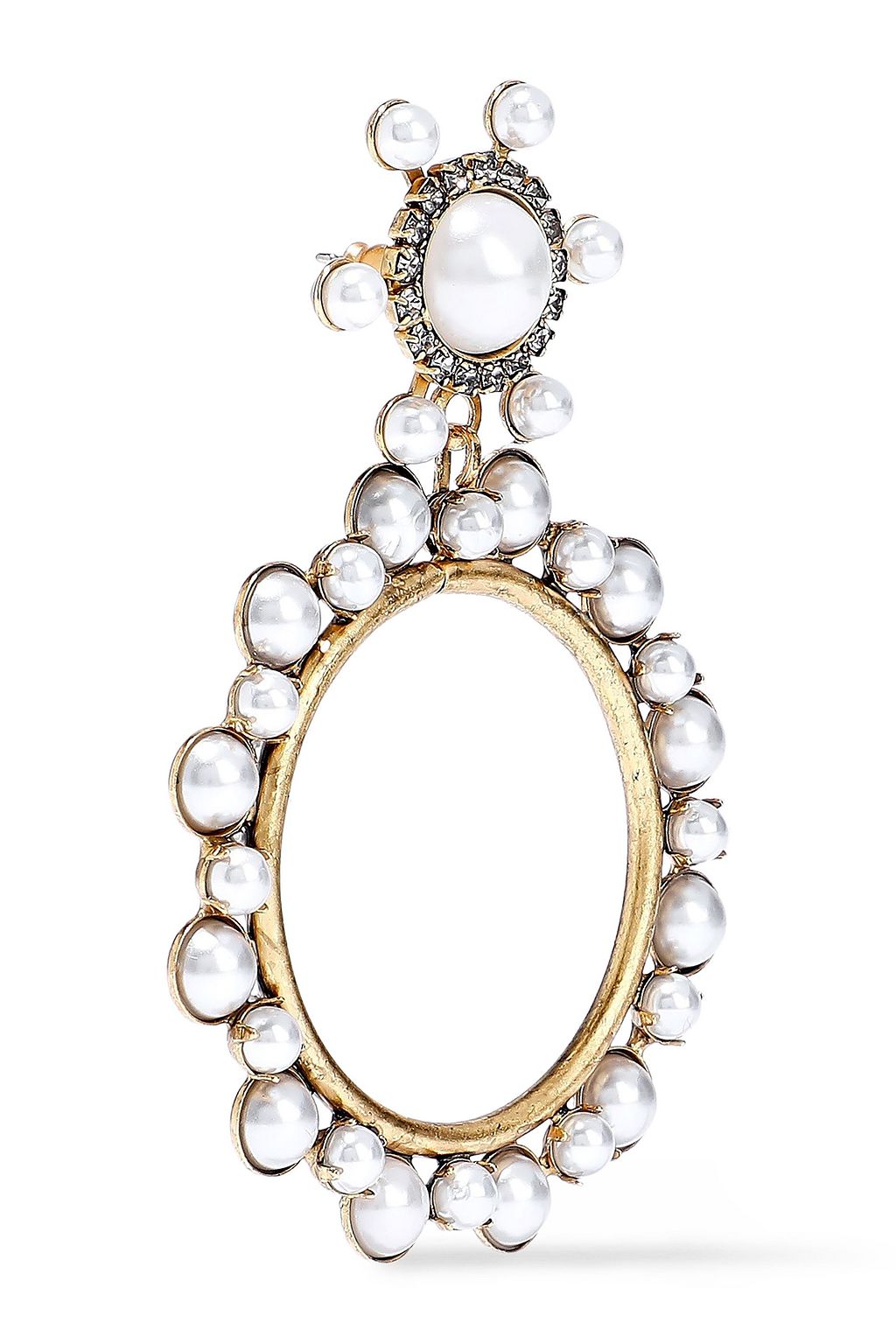 ELIZABETH COLE 24-karat gold-plated, faux pearl and crystal hoop earrings