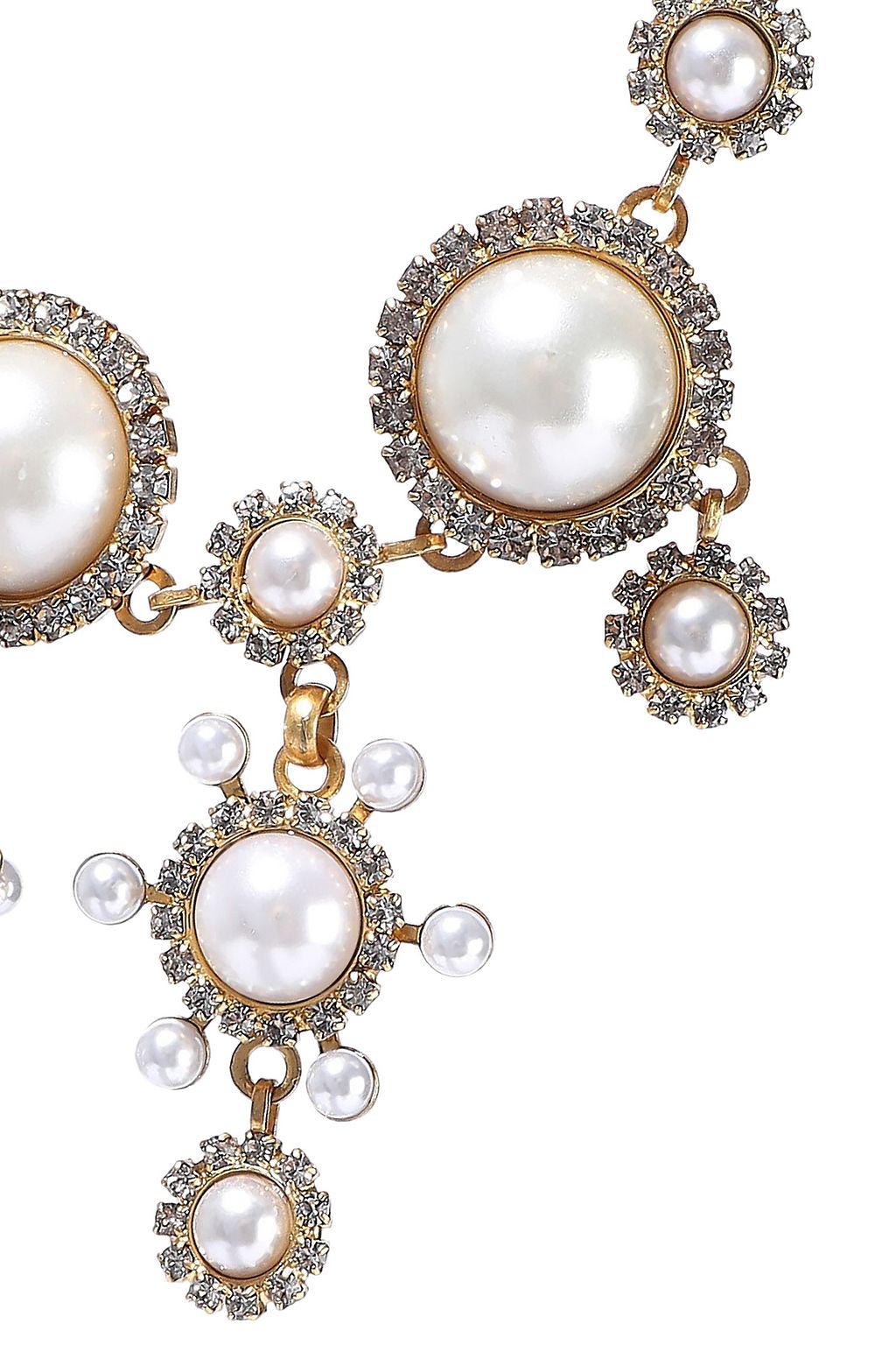 ELIZABETH COLE 24-karat gold-plated crystal and faux pearl choker