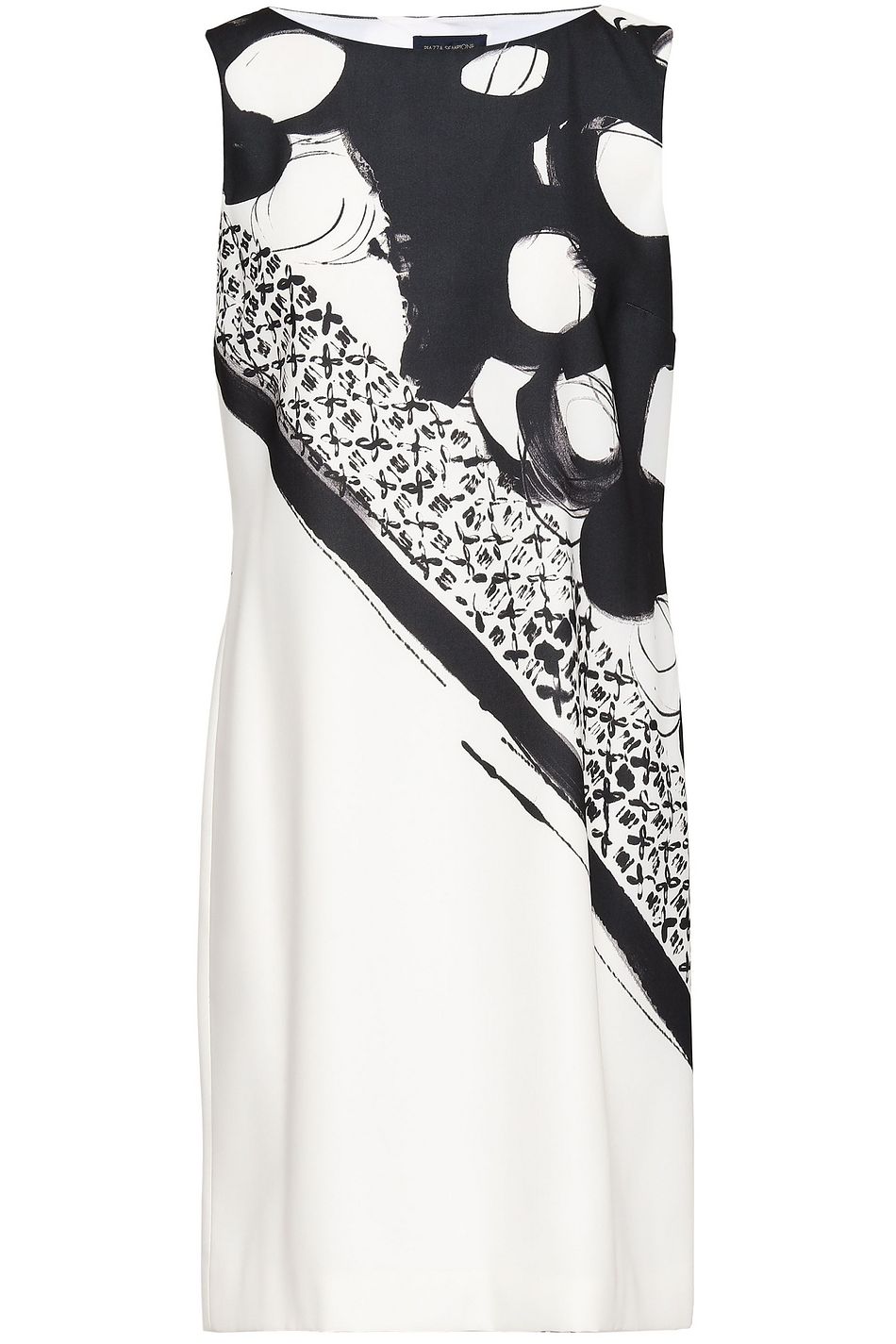 white printed crepe dress