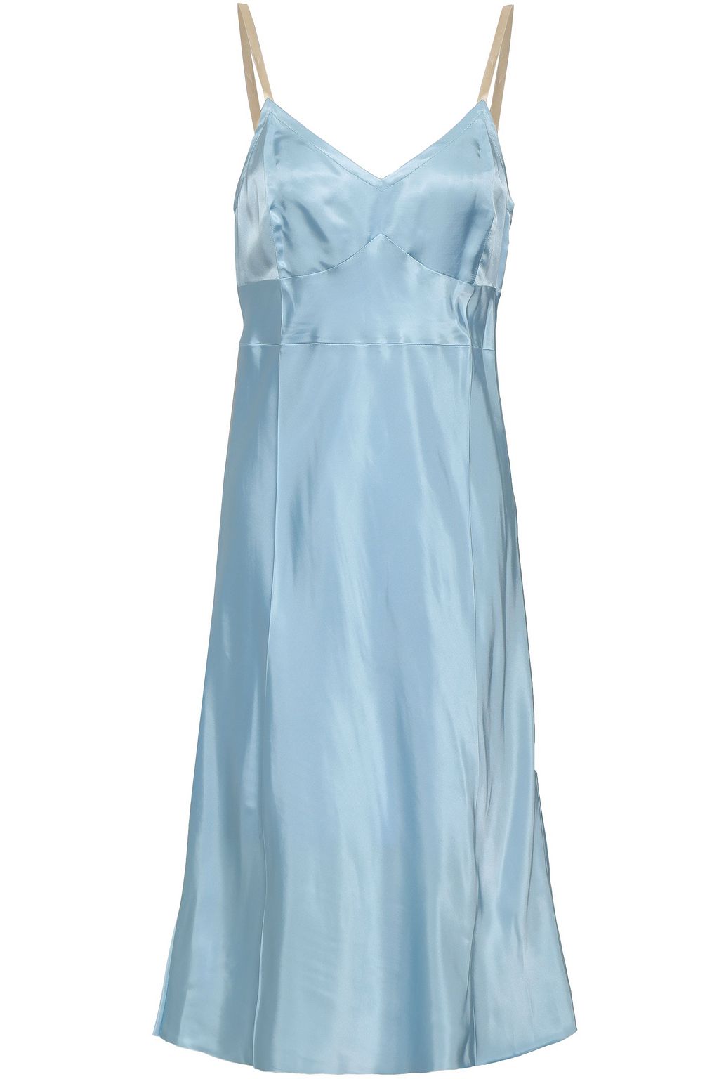 baby blue satin slip dress