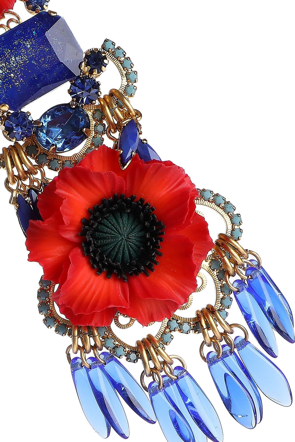 ELIZABETH COLE 24-karat gold-plated, resin and crystal necklace