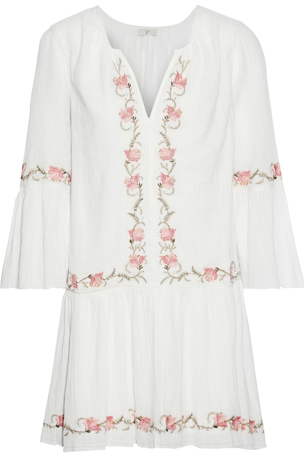 white gauze flowers embroidered dress