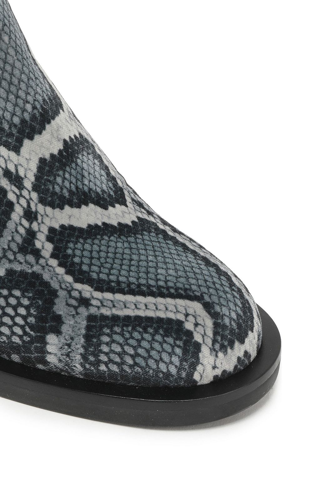 NICHOLAS KIRKWOOD Faux pearl-embellished snake-print velvet ankle boots