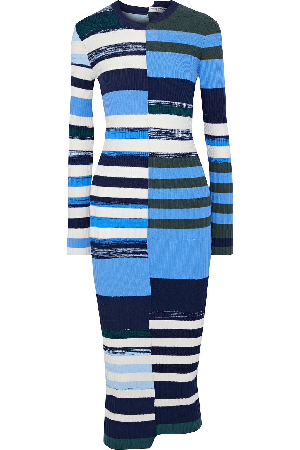 striped knit midi dress