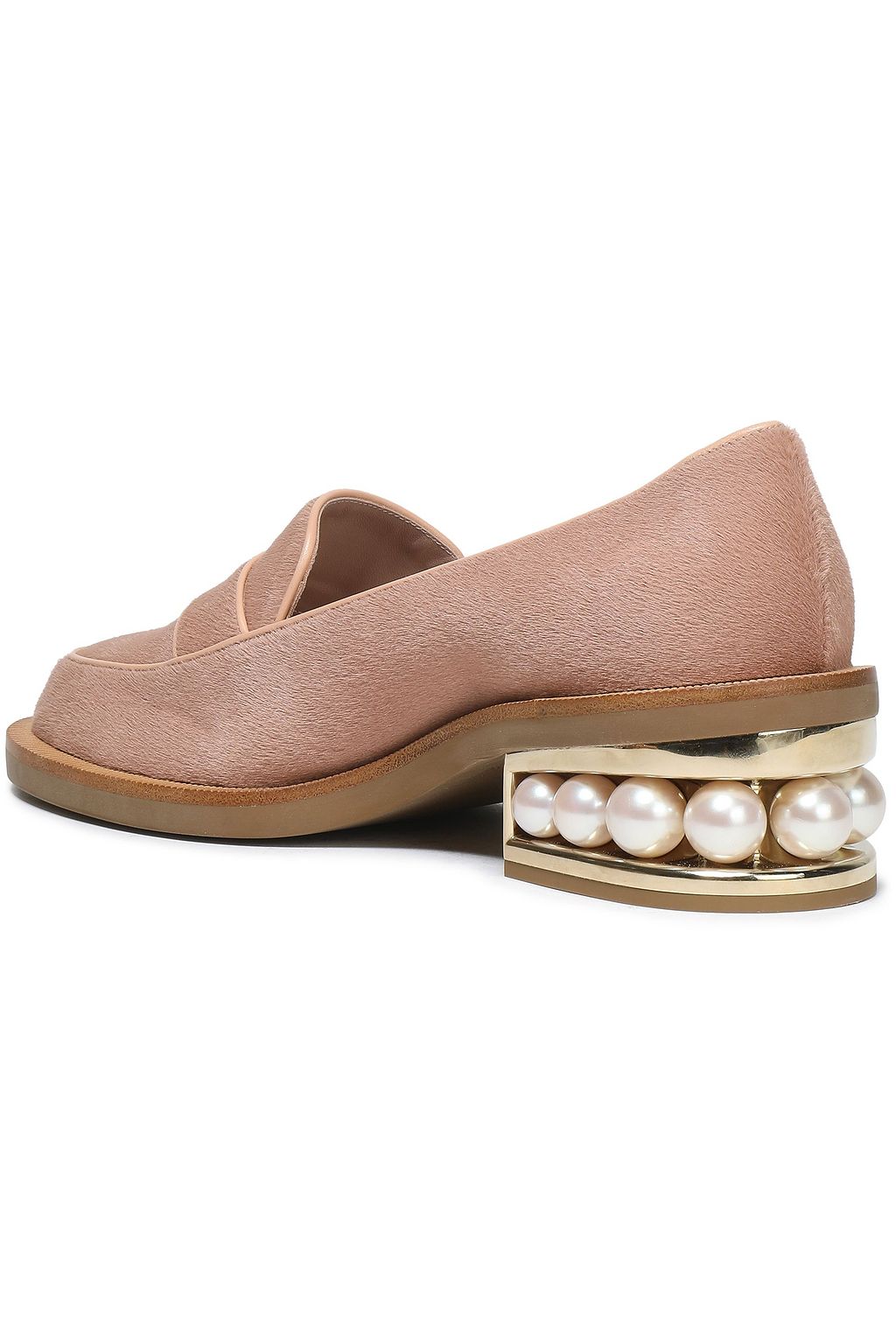 NICHOLAS KIRKWOOD Faux pearl-embellished calf hair loafers
