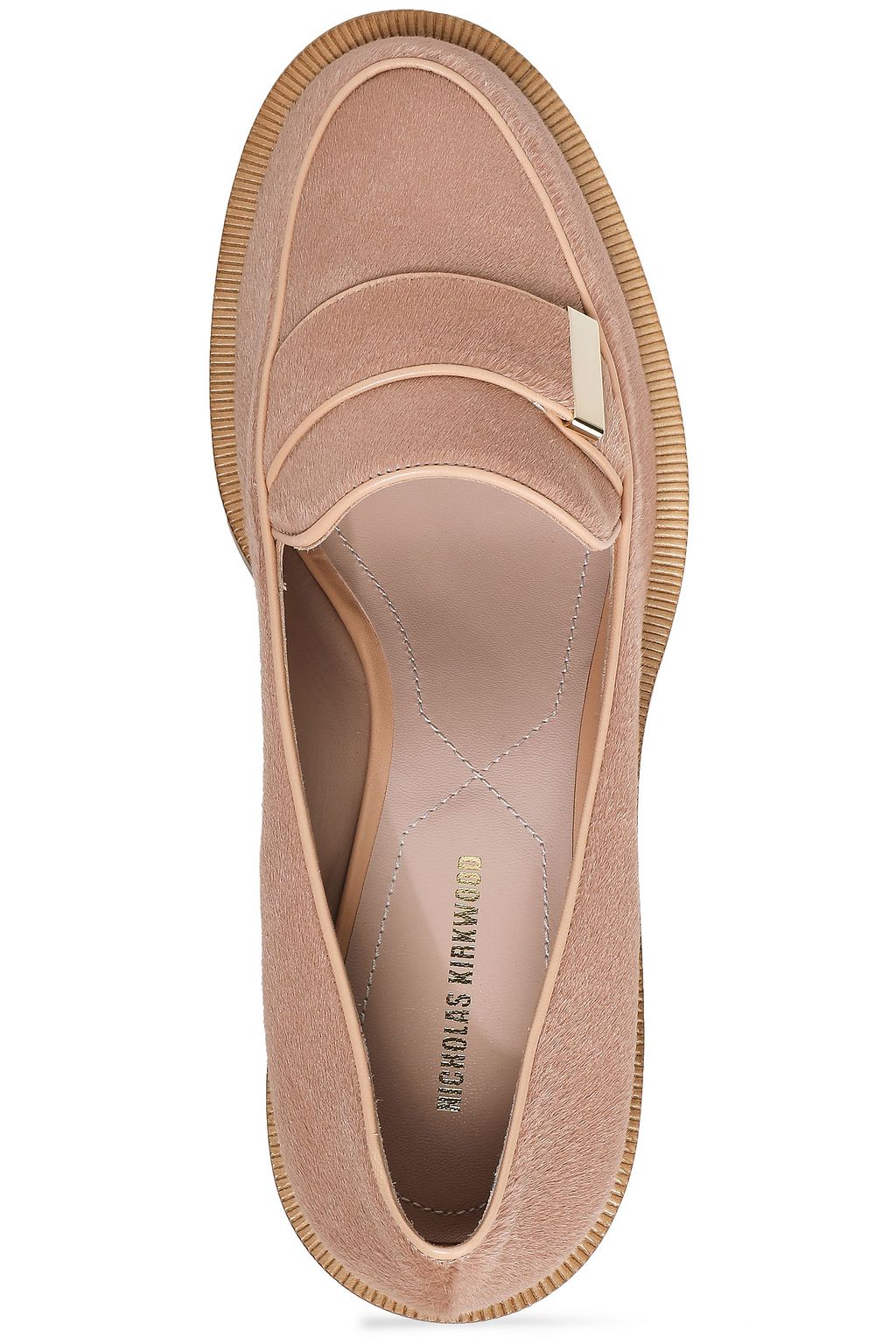 NICHOLAS KIRKWOOD Faux pearl-embellished calf hair loafers