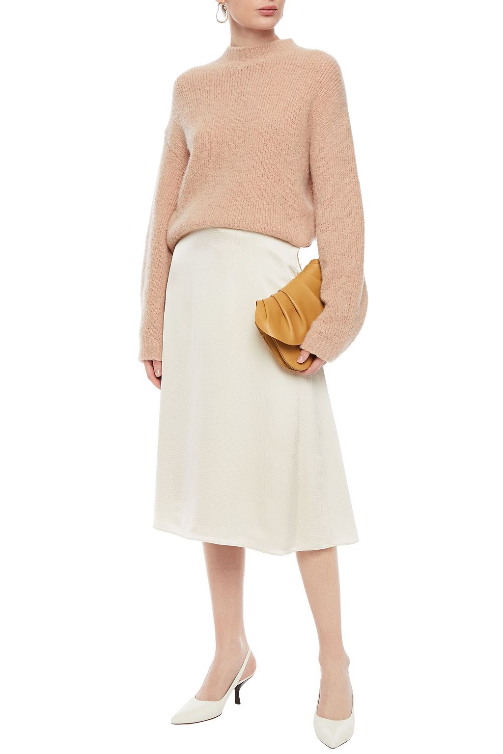 THEORY Wrap-effect hammered-satin skirt