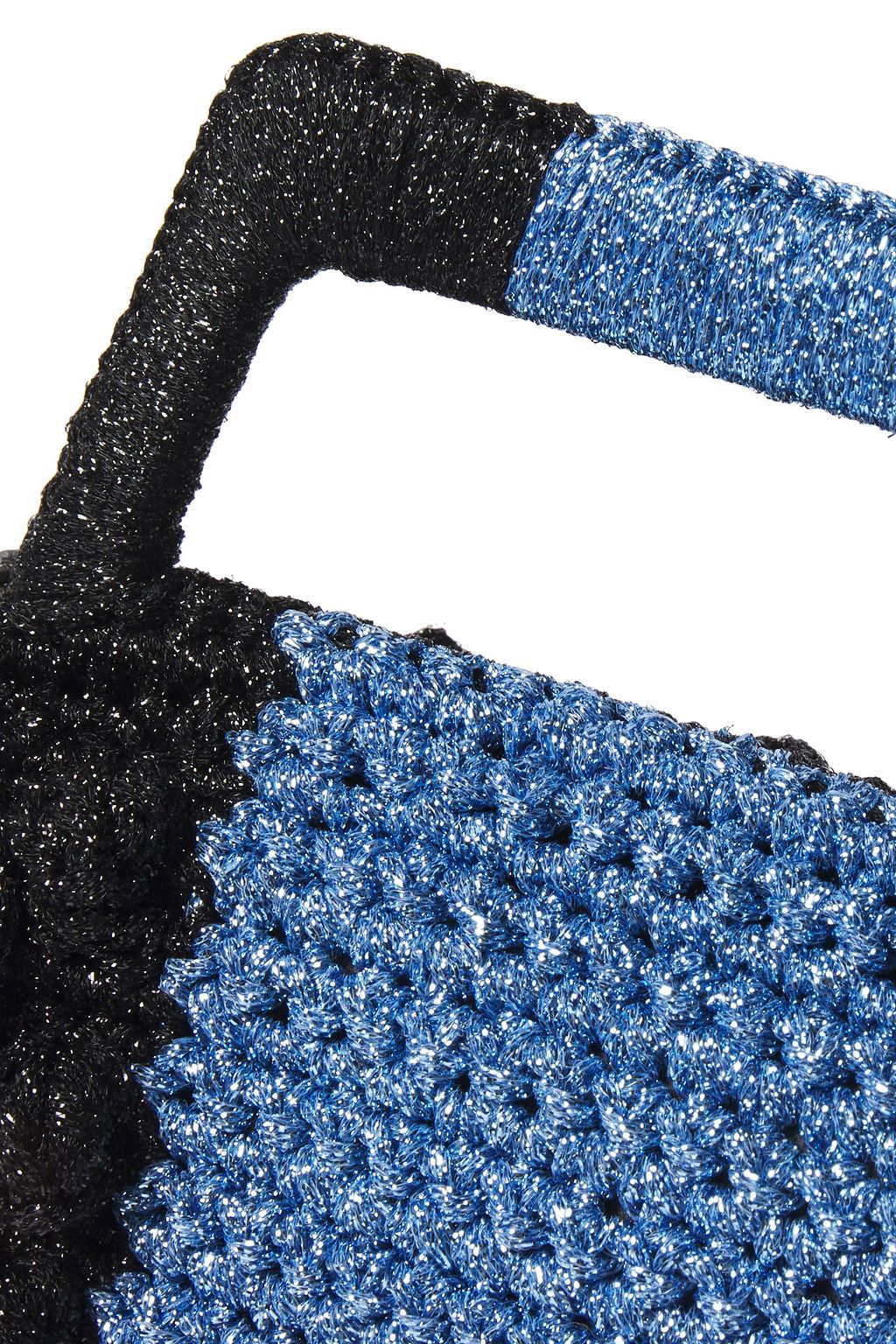 M MISSONI Pompom-embellished metallic crocheted tote