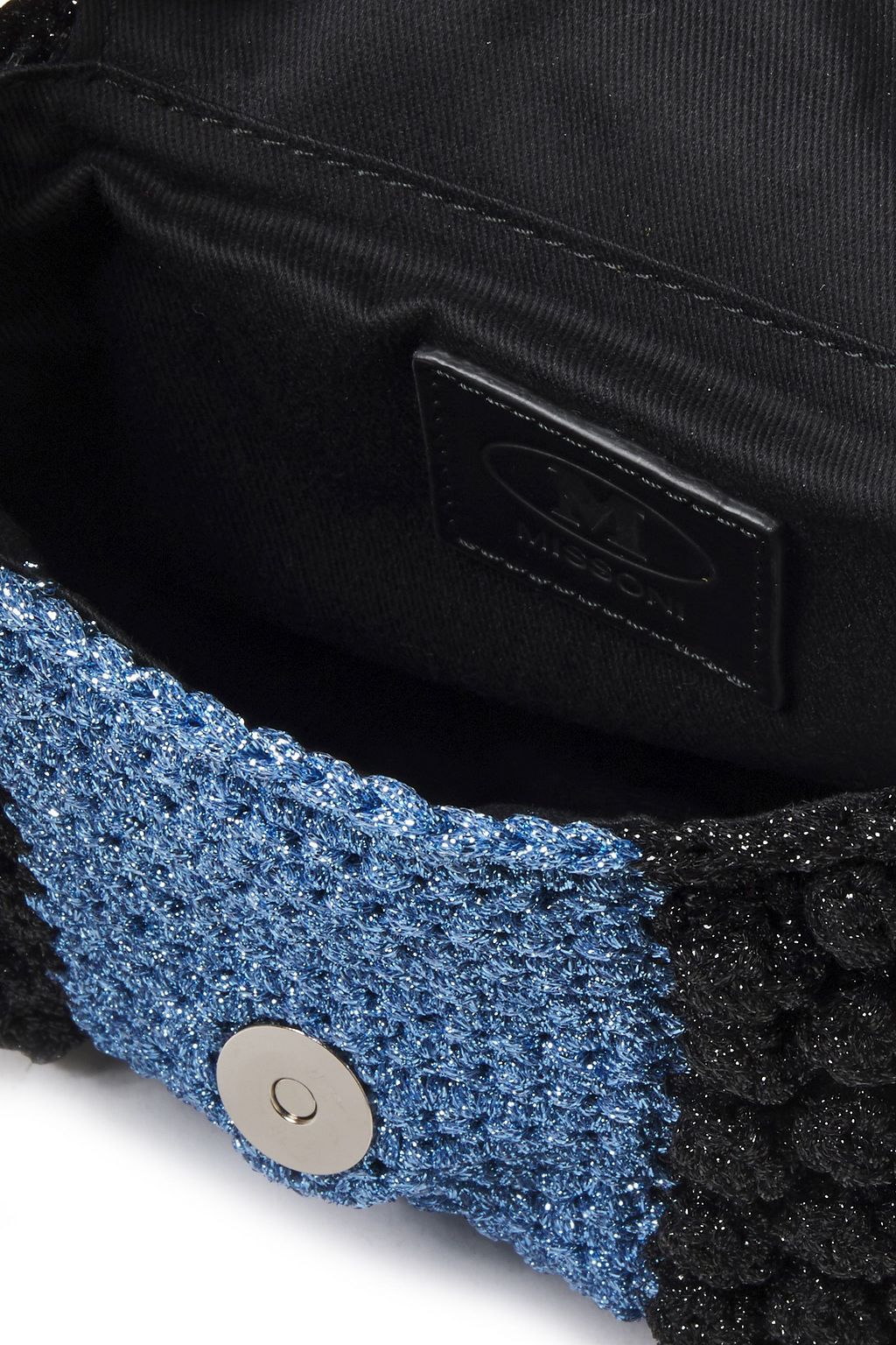 M MISSONI Pompom-embellished metallic crocheted tote