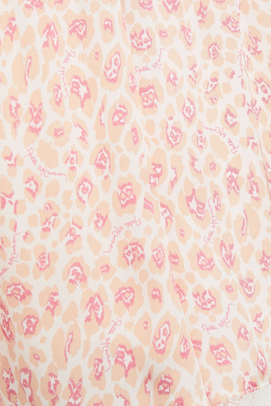 STELLA MCCARTNEY Tana Snooping lace-trimmed leopard-print stretch-silk satin pajama shorts