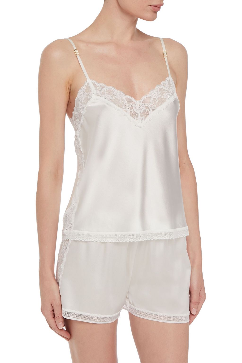 STELLA MCCARTNEY Cressie Charming lace-trimmed stretch-silk satin pajama shorts
