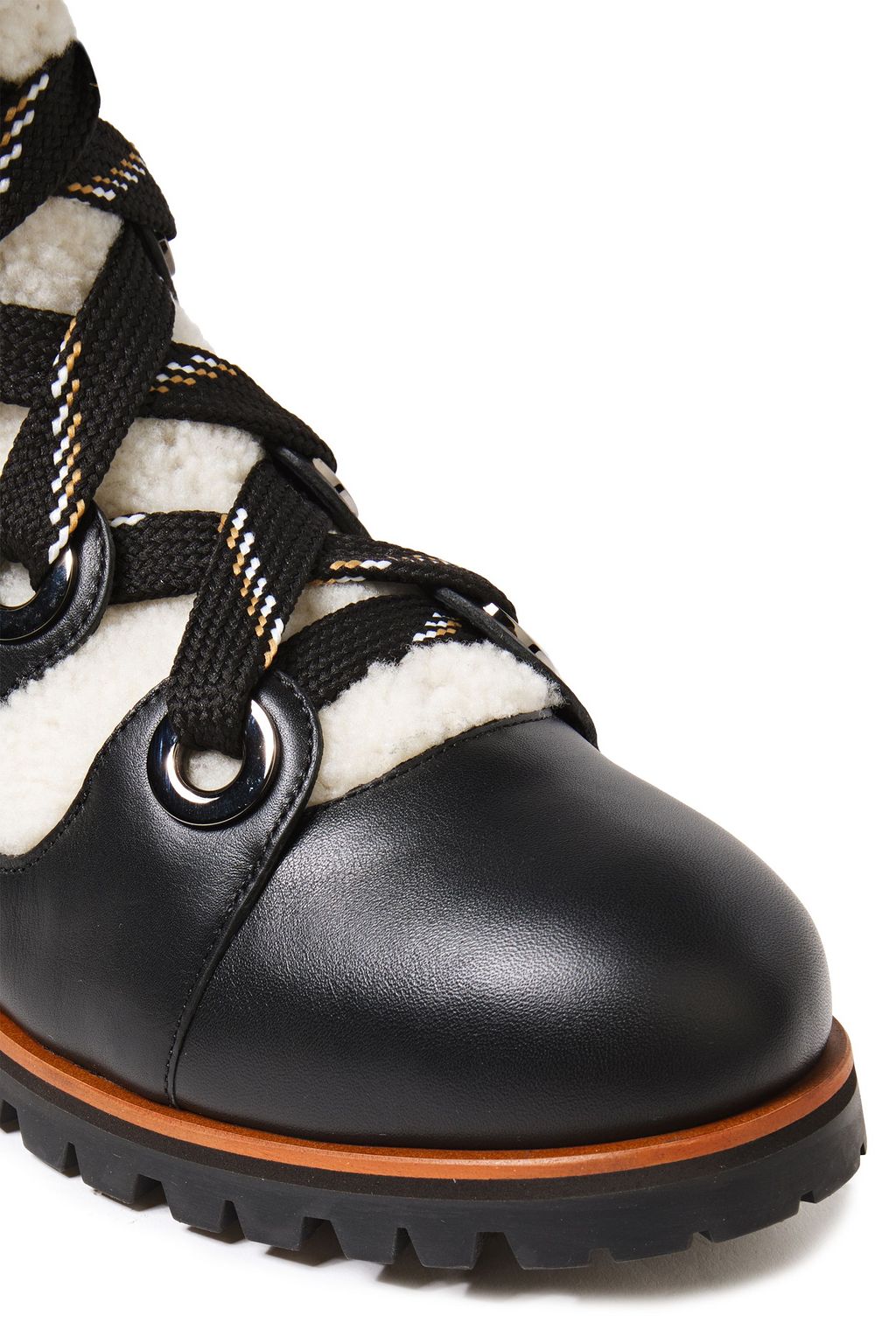JIMMY CHOO Bei shearling-lined lace-up leather ankle boots