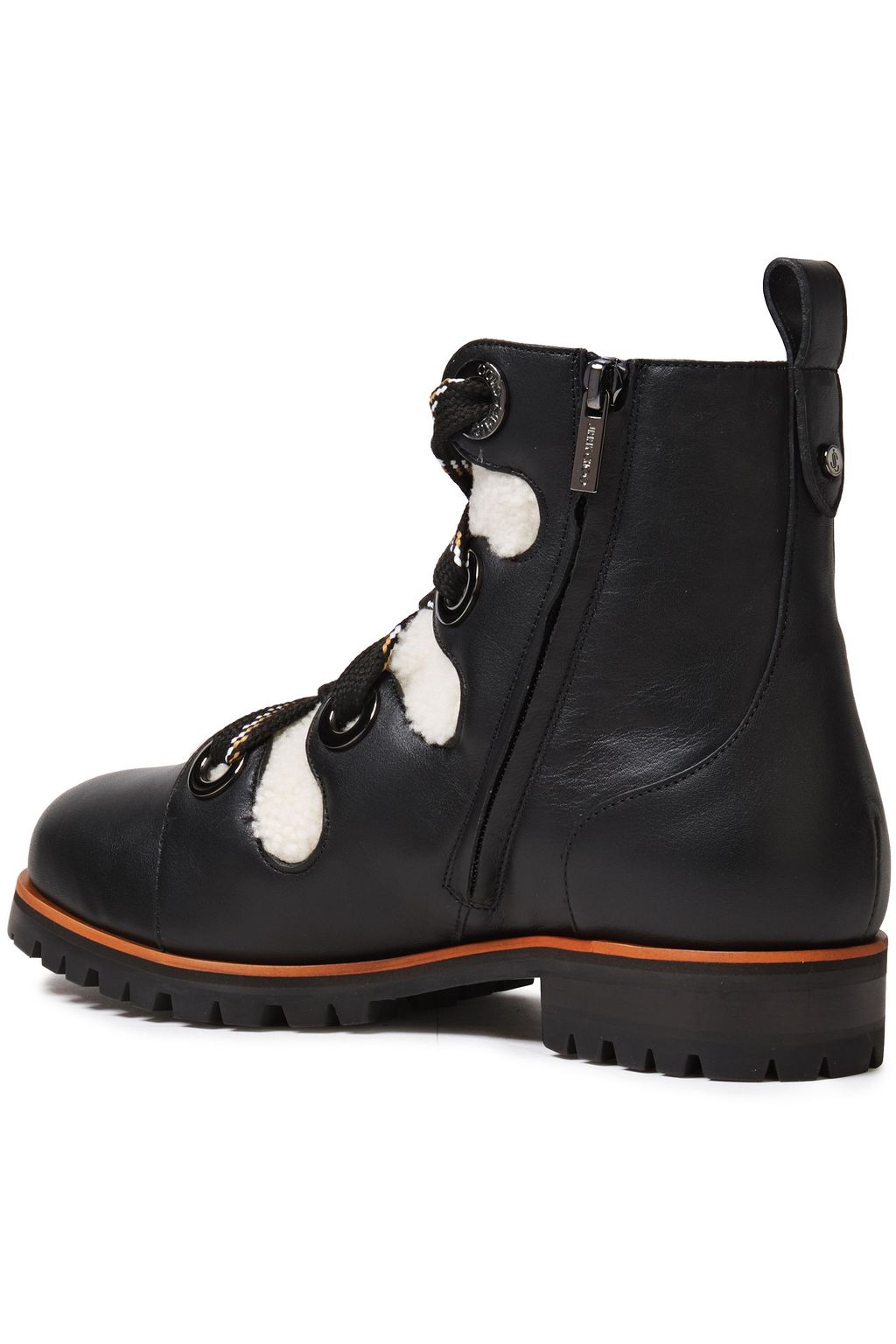 JIMMY CHOO Bei shearling-lined lace-up leather ankle boots
