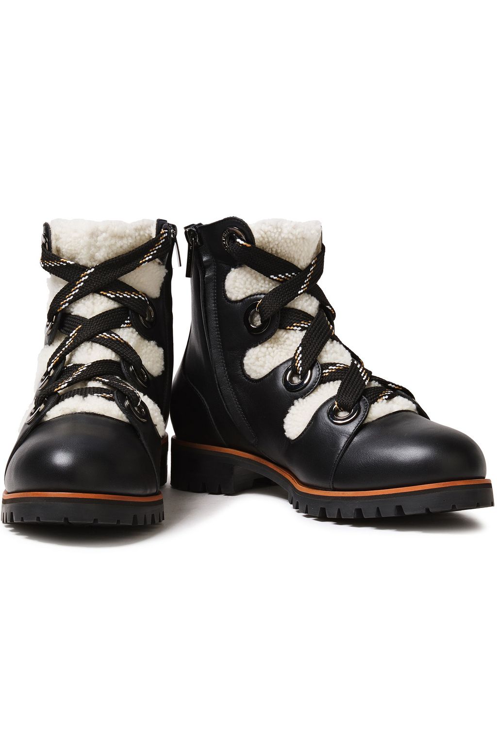 JIMMY CHOO Bei shearling-lined lace-up leather ankle boots