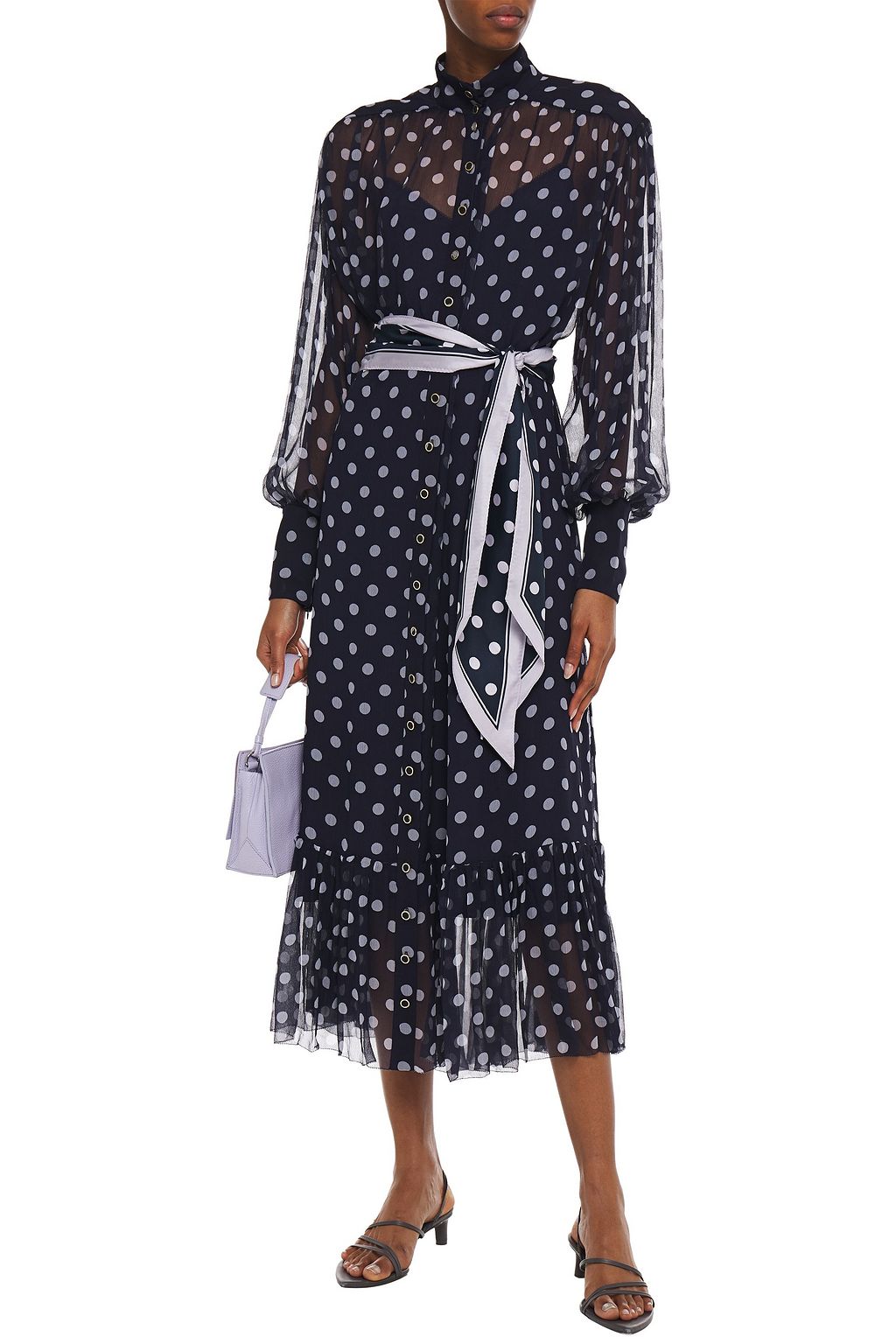 ZIMMERMANN Gathered polka-dot silk-georgette midi dress