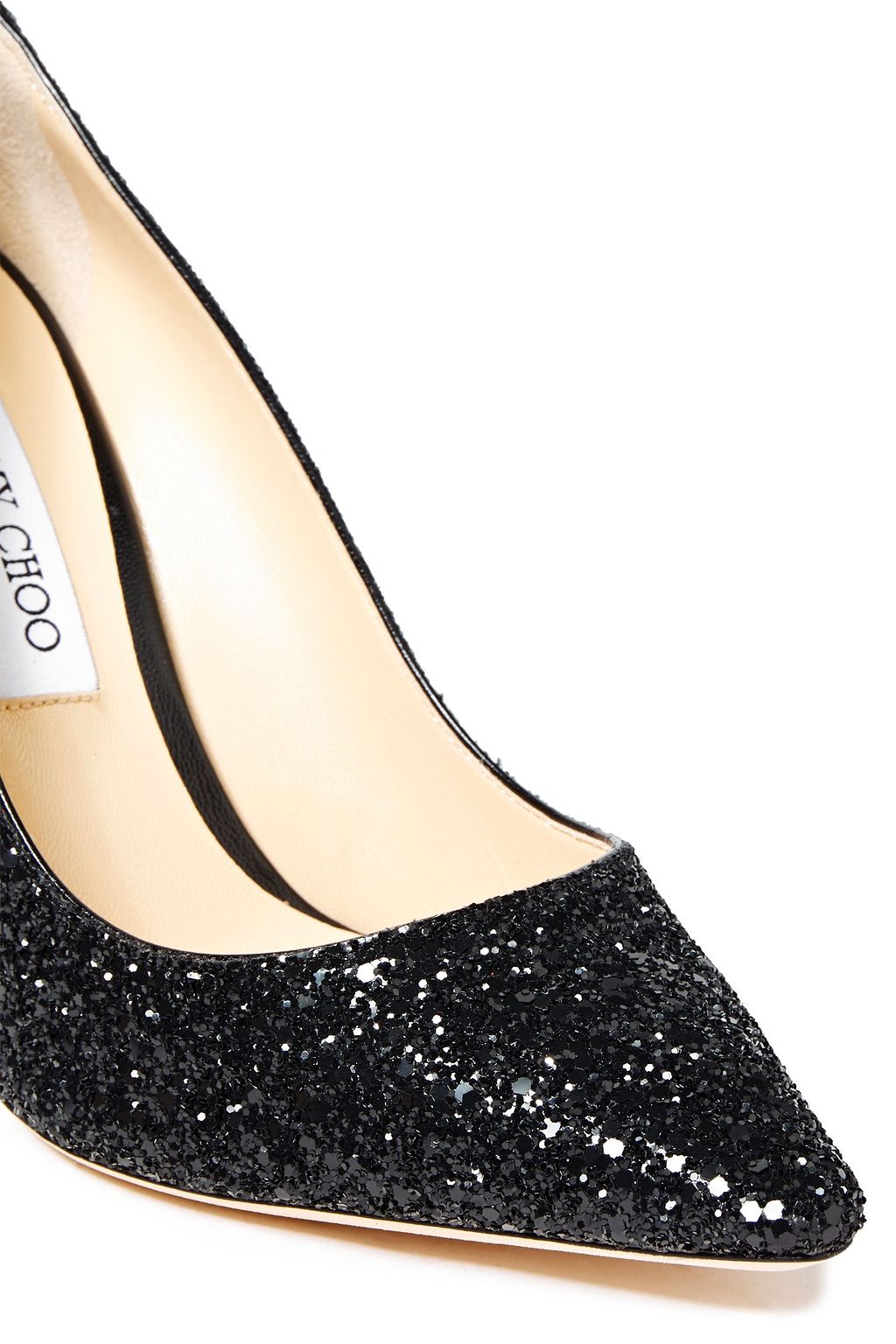JIMMY CHOO Romy 100 glittered leather pumps