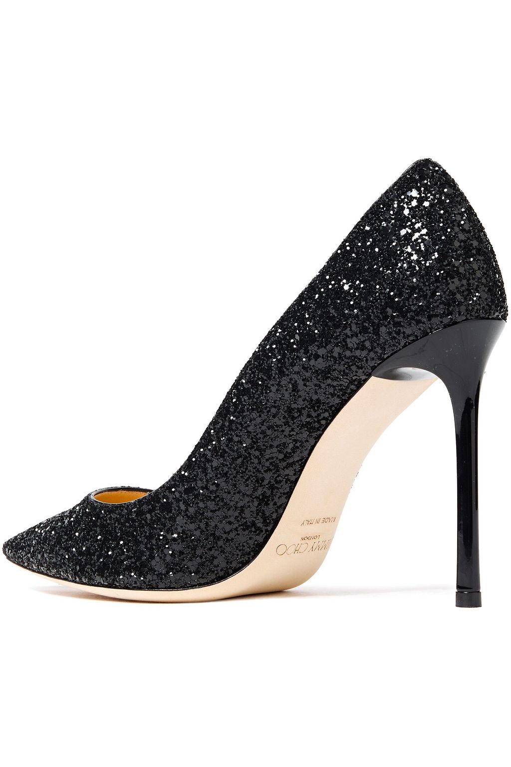 JIMMY CHOO Romy 100 glittered leather pumps