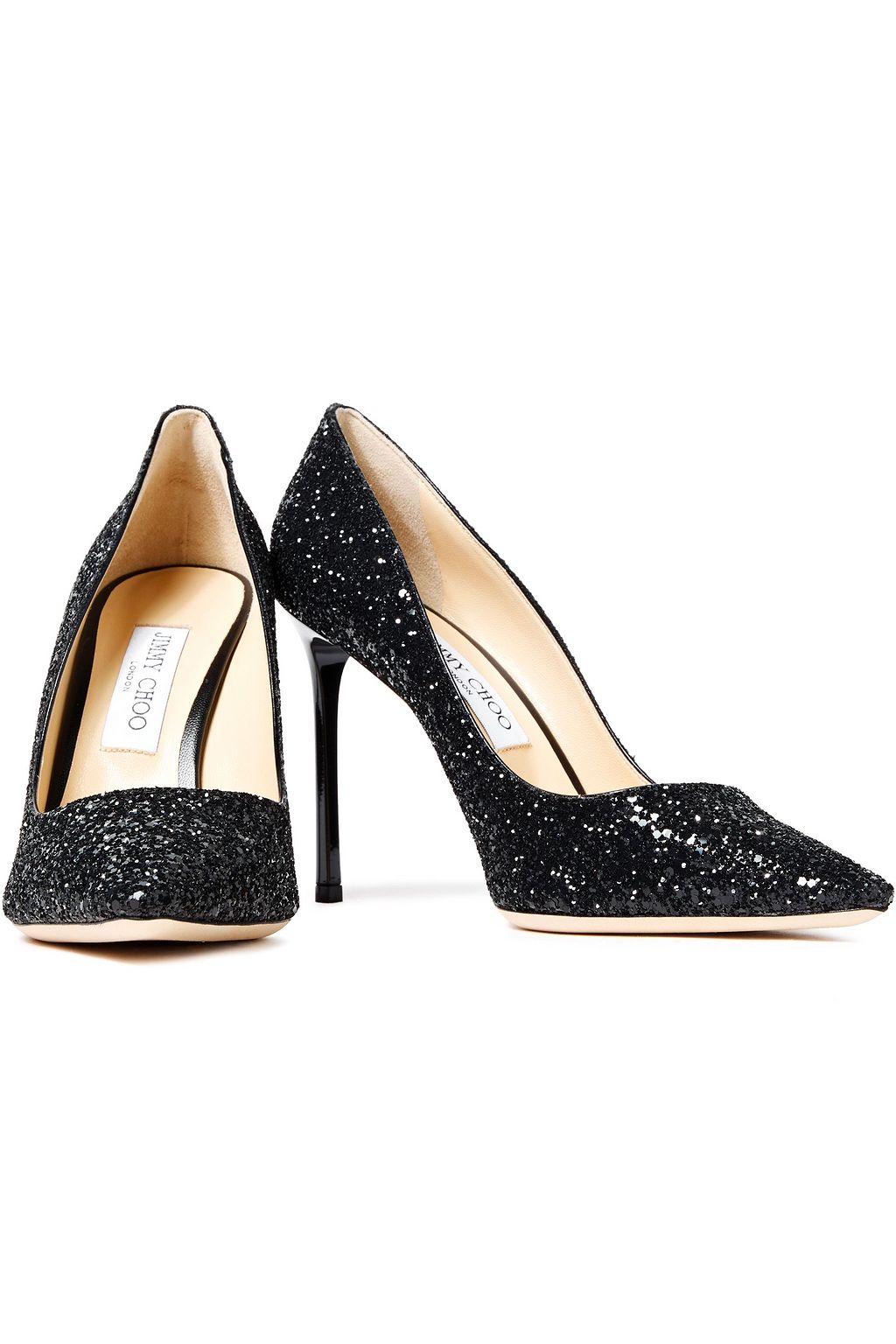 JIMMY CHOO Romy 100 glittered leather pumps