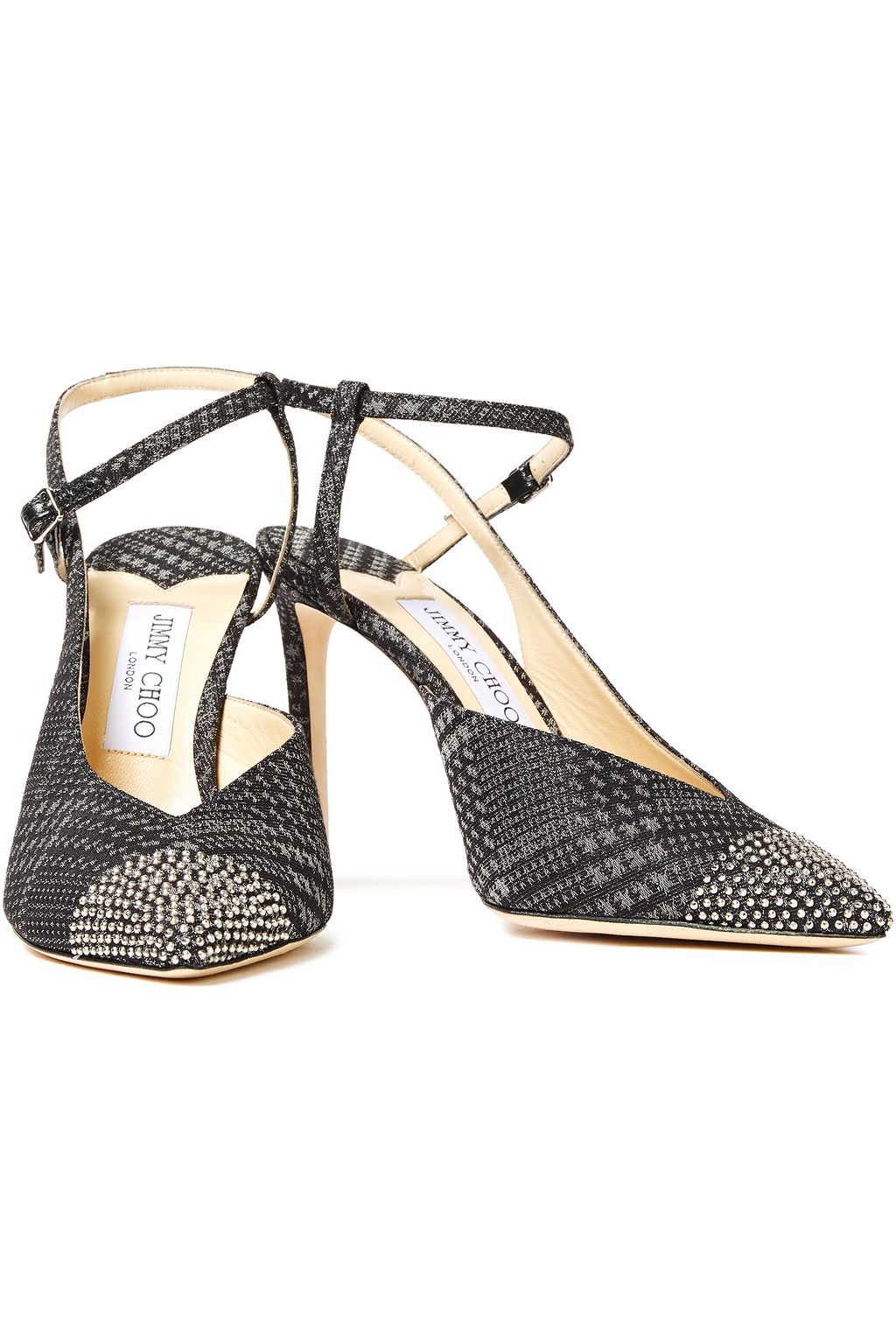 JIMMY CHOO Sakeya 100 studded Prince of Wales checked jacquard pumps