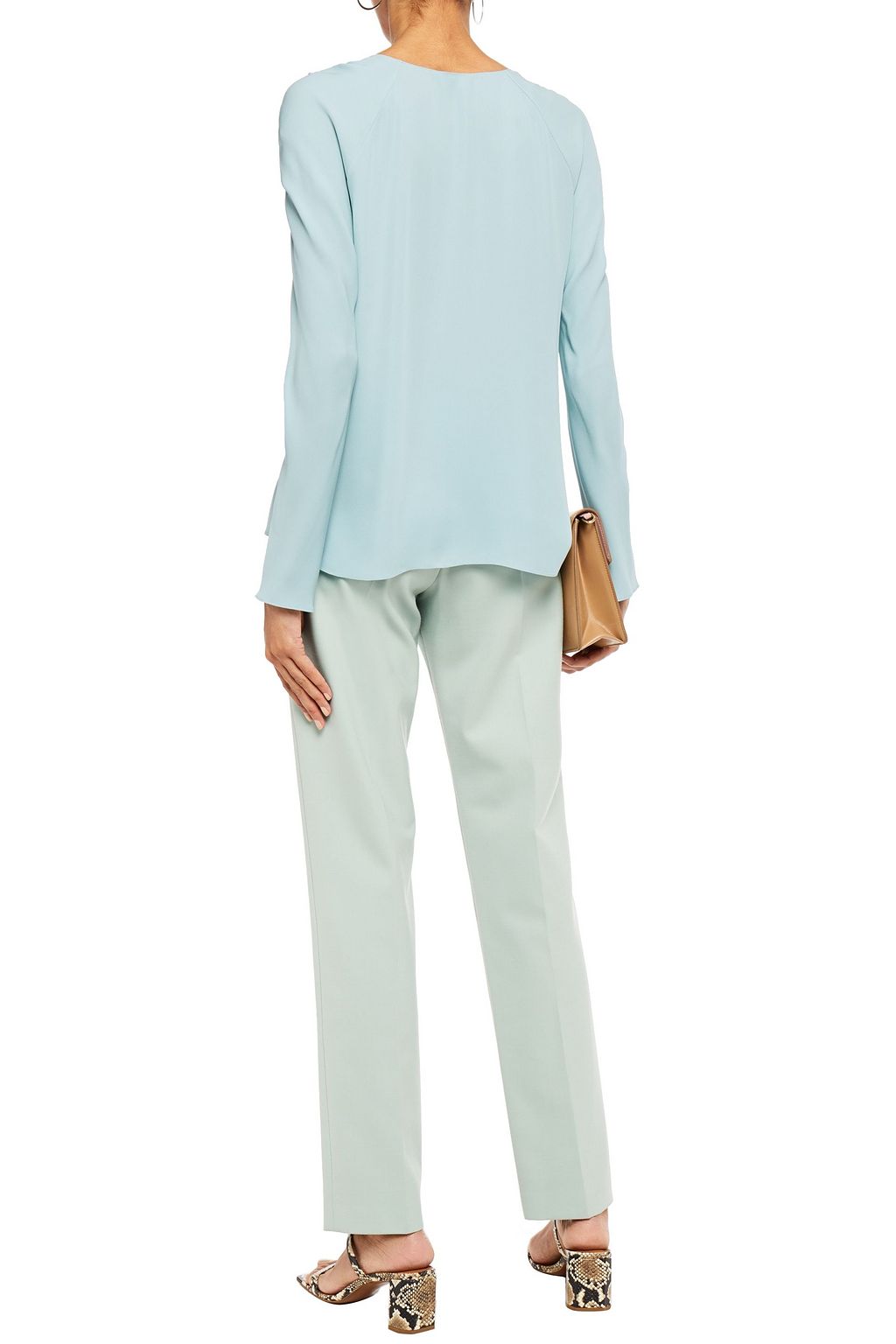 THEORY Pleated silk-crepe top