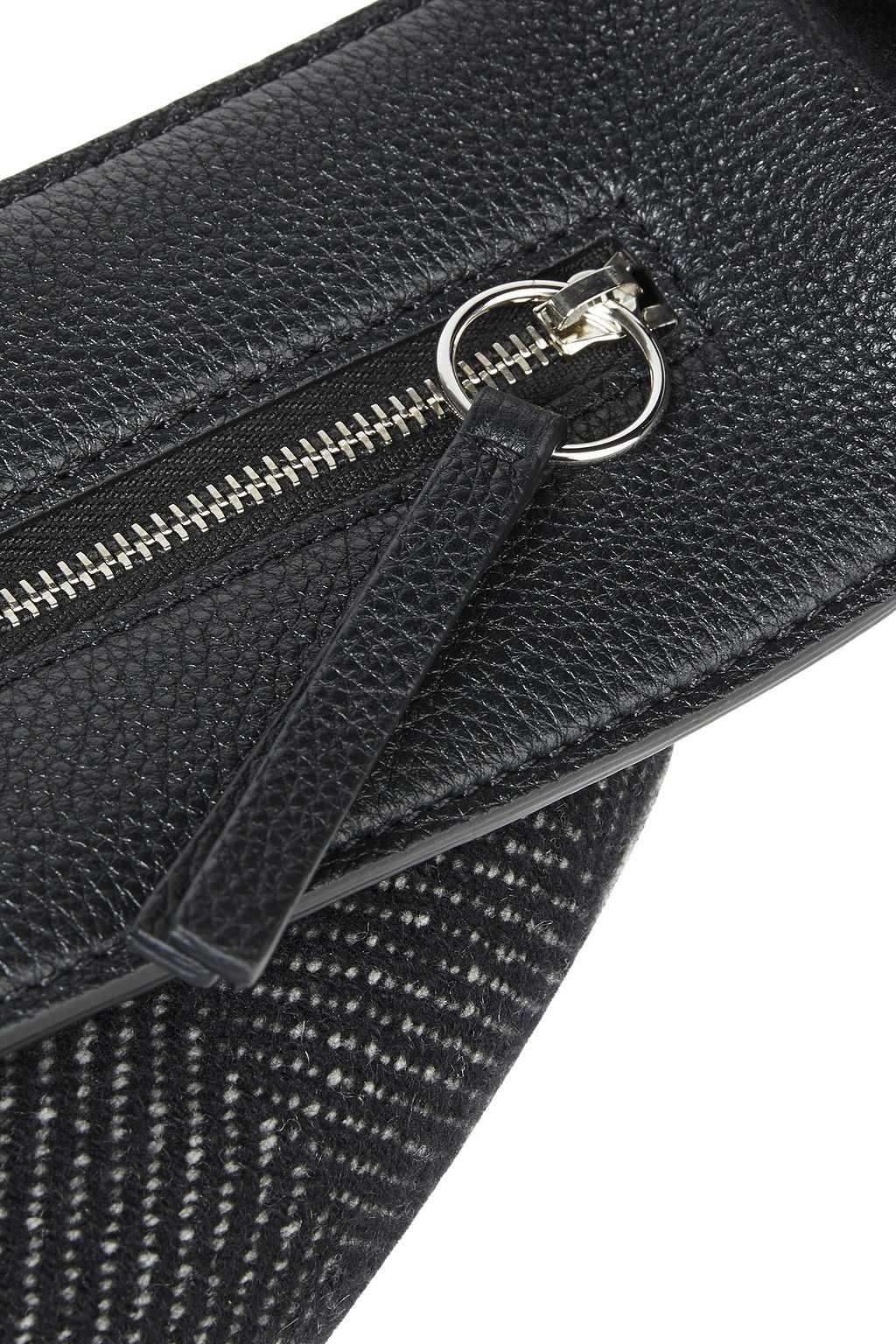 THE ROW Leather-trimmed tweed shoulder bag