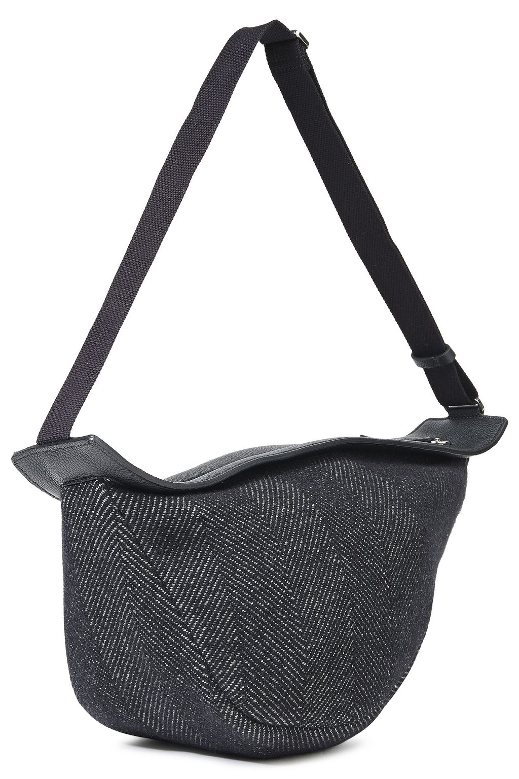 THE ROW Leather-trimmed tweed shoulder bag