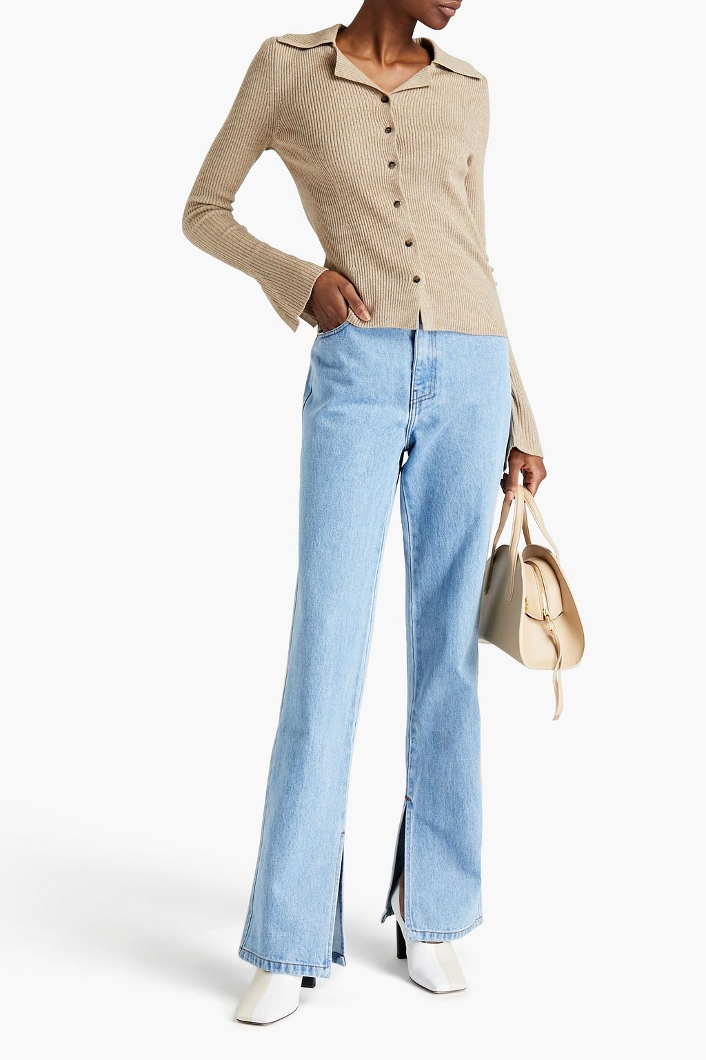 NANUSHKA Ribbed mélange wool-blend shirt