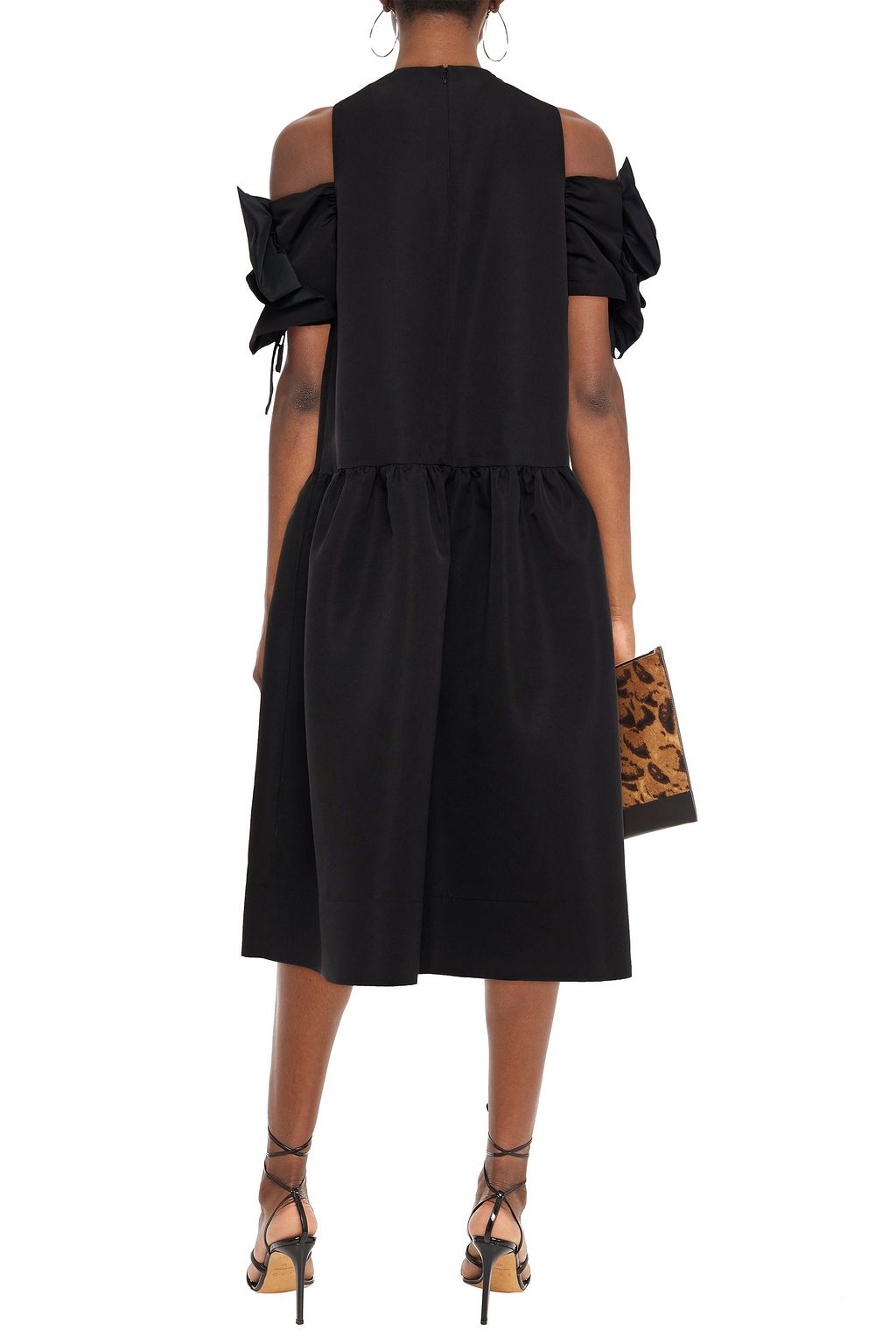 VICTORIA, VICTORIA BECKHAM Cold-shoulder gathered faille midi dress