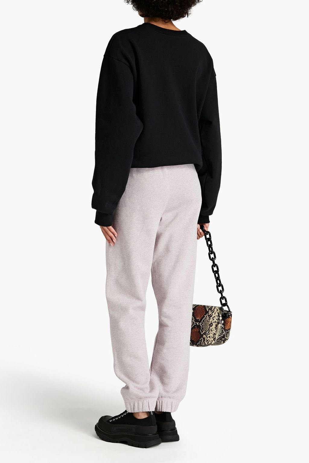 GANNI Mélange recycled cotton-blend fleece track pants
