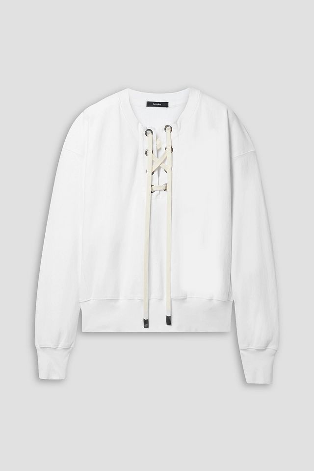 Lace-up French cotton-terry sweatshirt