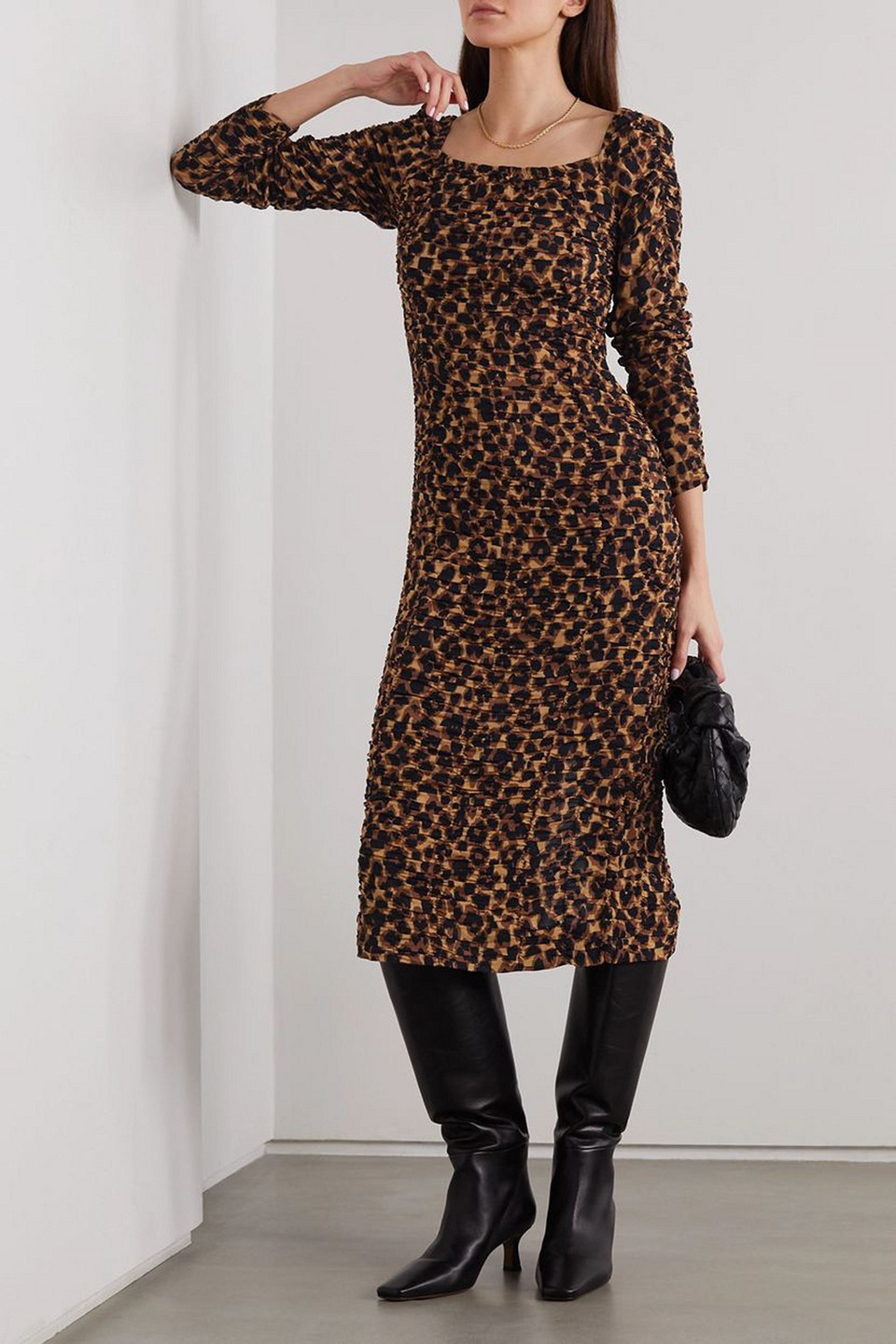  By Malene Birger - Amyna Midikleid Aus Stretch-jersey Mit Leopardenprint Und Raffungen - Animal-print - De 32 