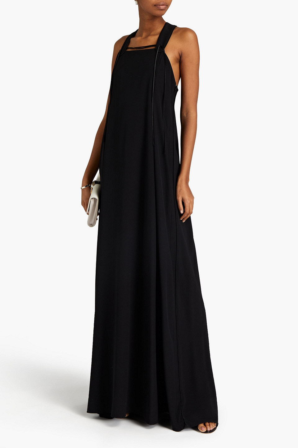 Victoria Beckham Satin-trimmed Silk Crepe De Chine Maxi Dress In Black