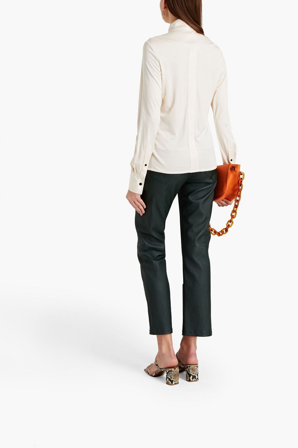 VICTORIA BECKHAM Pintucked silk-jersey shirt