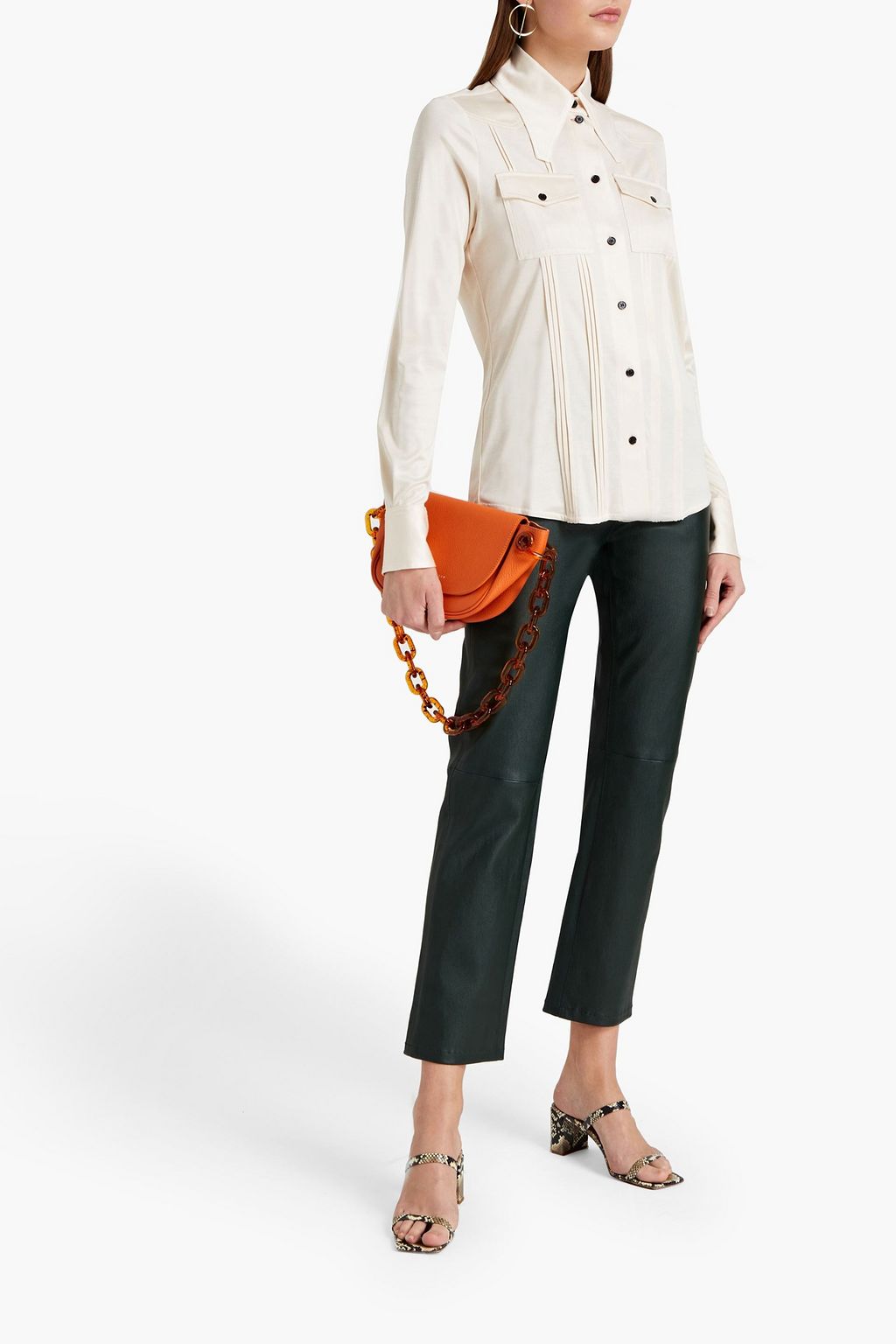 VICTORIA BECKHAM Pintucked silk-jersey shirt