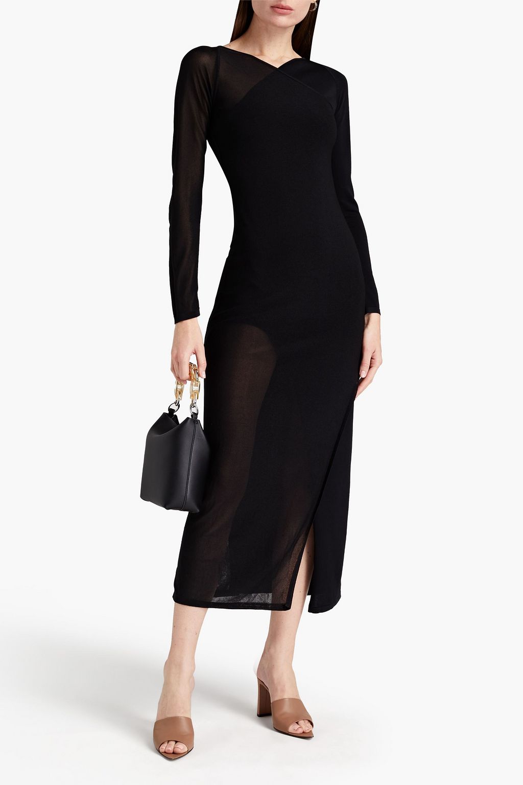 DION LEE Wrap-effect knitted midi dress