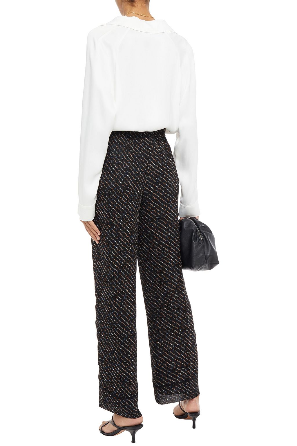 GANNI Mullin printed georgette straight-leg pants