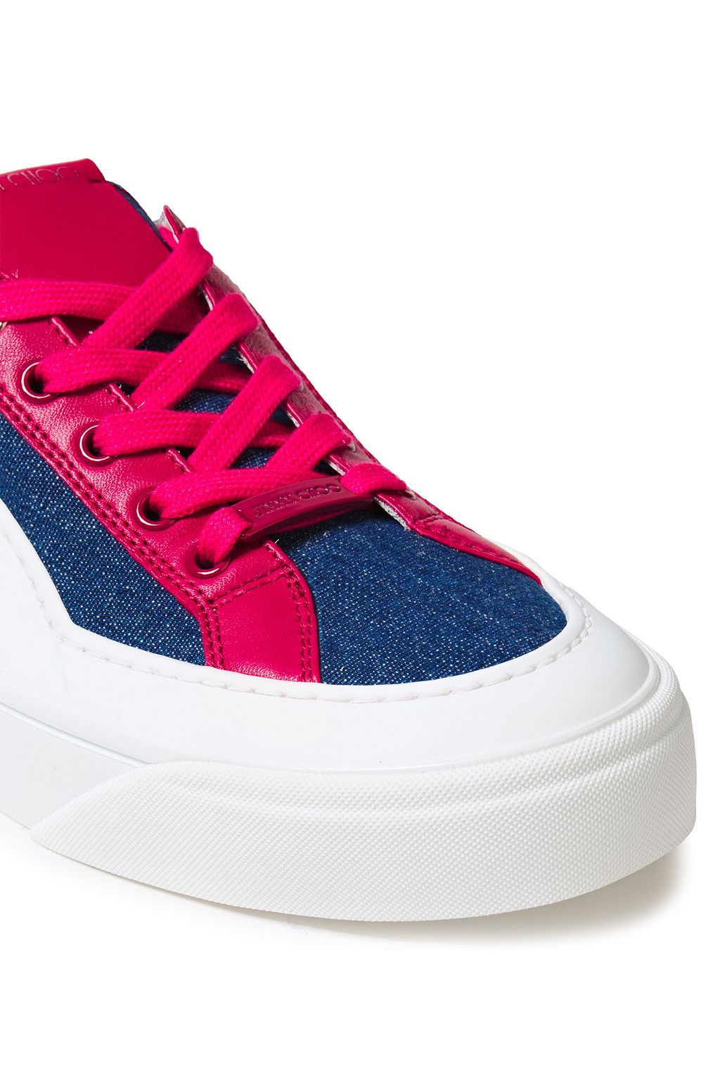 JIMMY CHOO Choo color-block leather and canvas sneakers