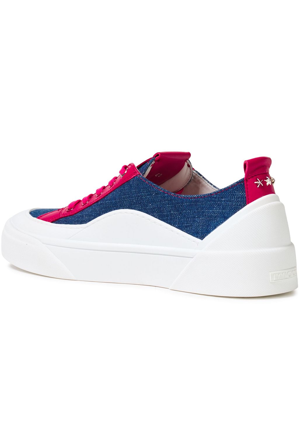 JIMMY CHOO Choo color-block leather and canvas sneakers