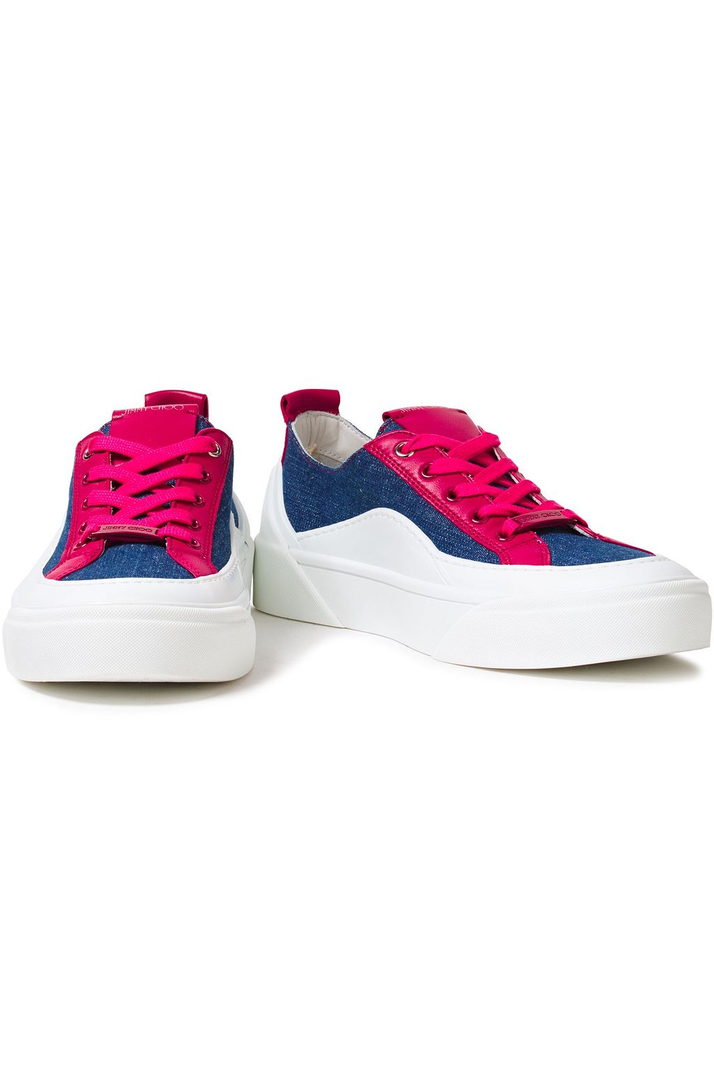 JIMMY CHOO Choo color-block leather and canvas sneakers