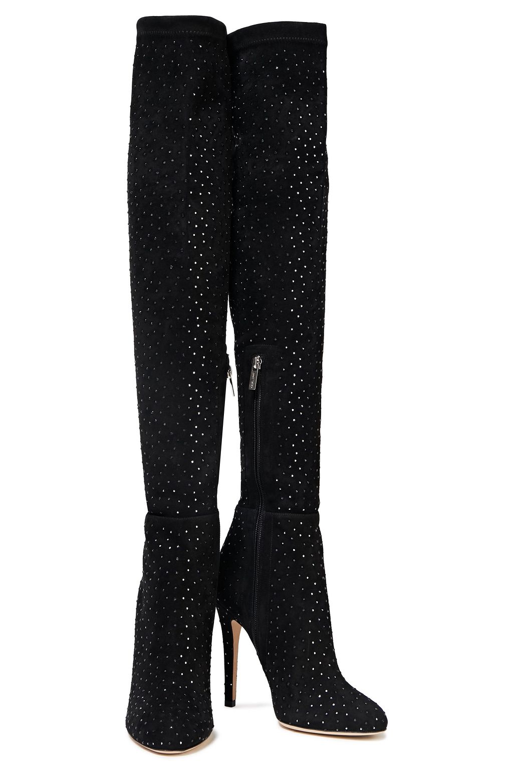 JIMMY CHOO Turnerry crystal-embellished stretch-suede over-the-knee boots