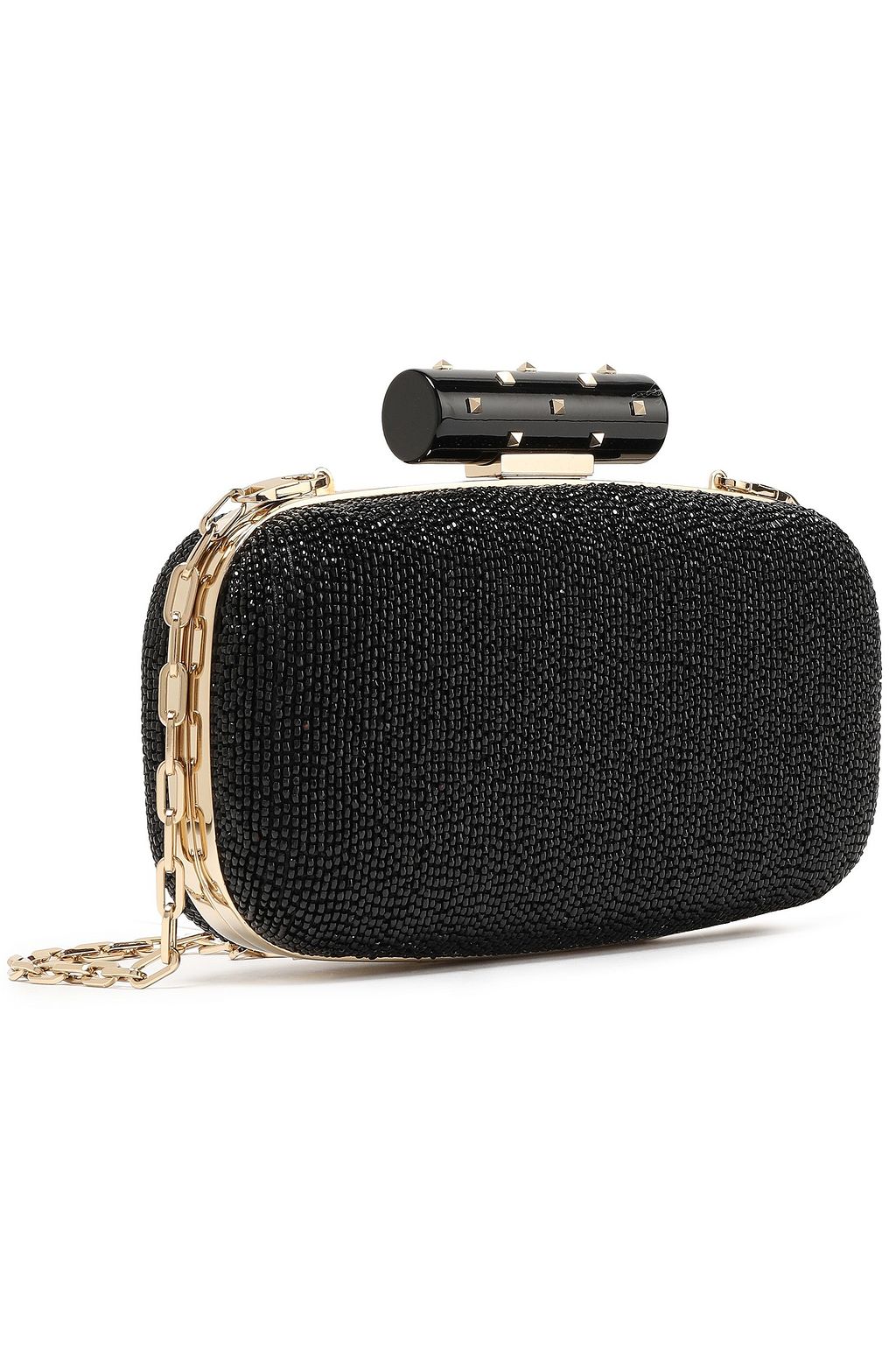 VALENTINO GARAVANI Rockstud Lipstick Waves embellished leather clutch