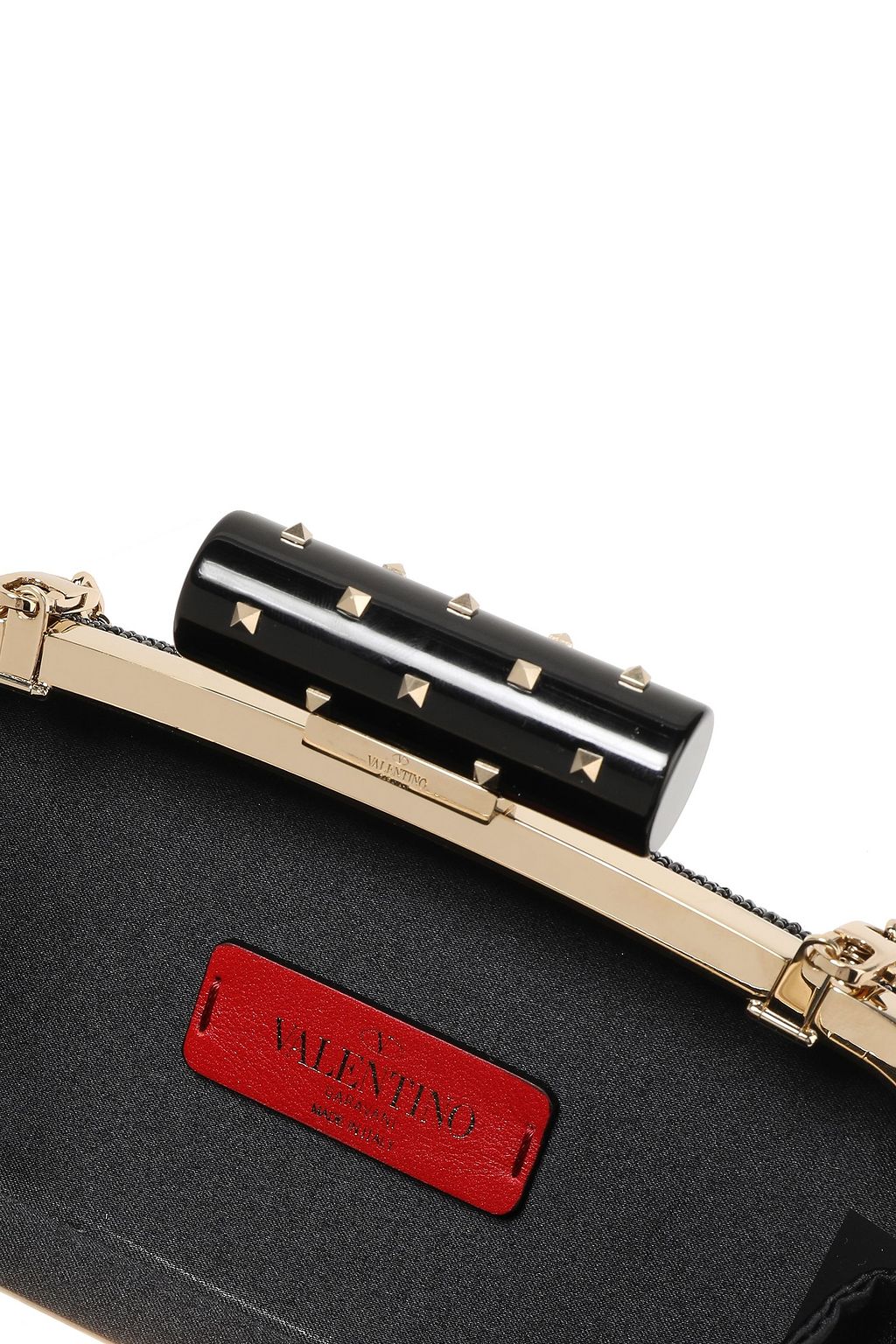 VALENTINO GARAVANI Rockstud Lipstick Waves embellished leather clutch
