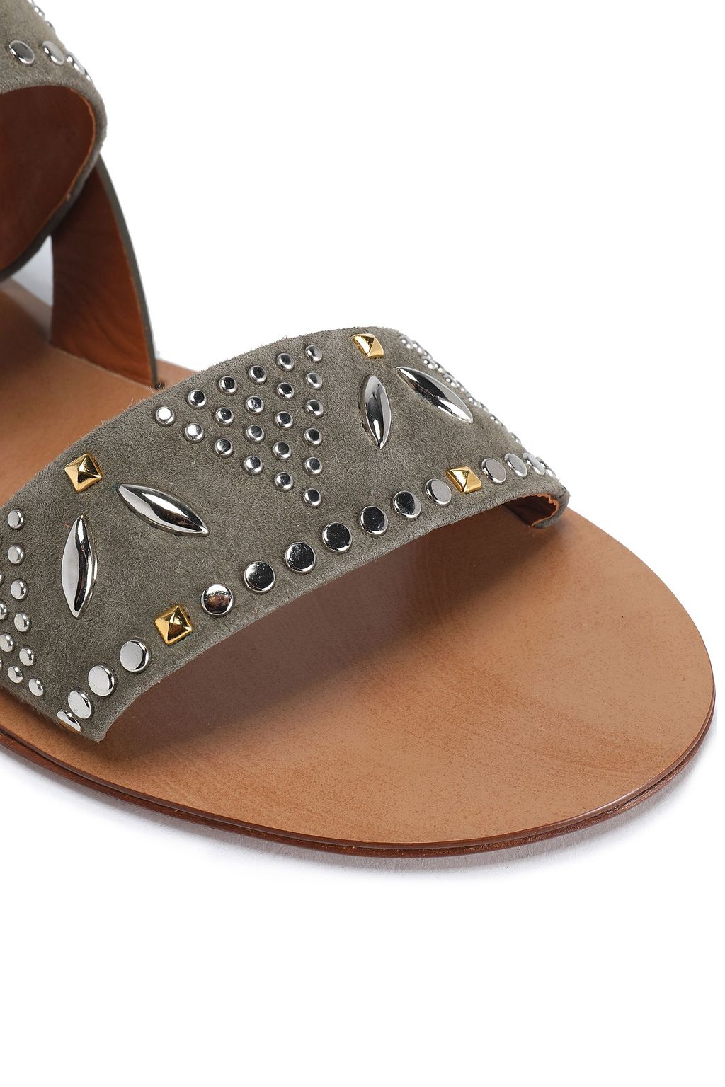 VALENTINO GARAVANI Microstud leather and suede slingback sandals