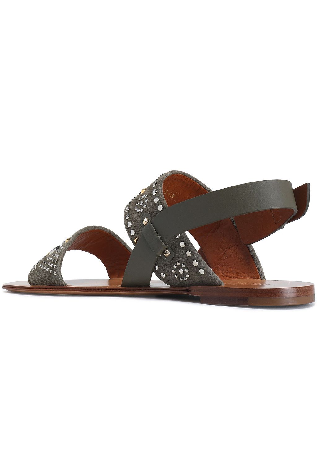 VALENTINO GARAVANI Microstud leather and suede slingback sandals