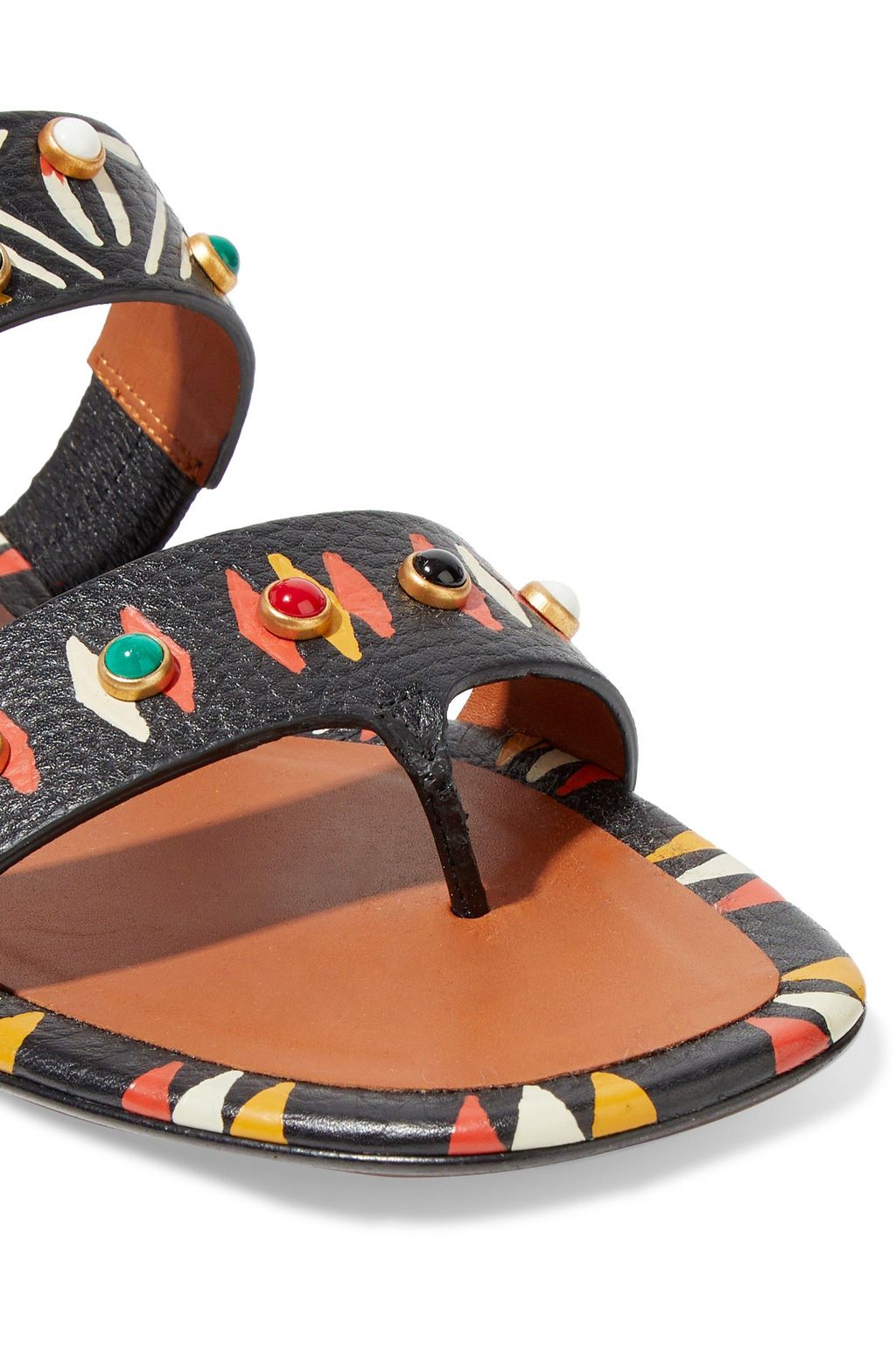 VALENTINO GARAVANI Tribal studded printed pebbled-leather sandals