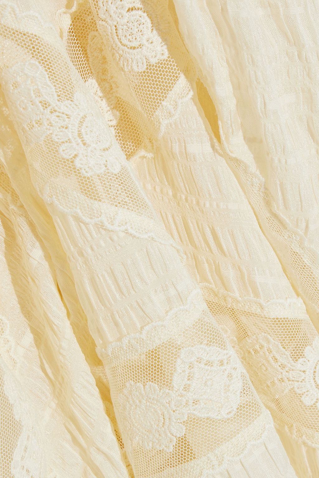ZIMMERMANN Sabotage flocked tulle-paneled silk-blend seersucker midi dress