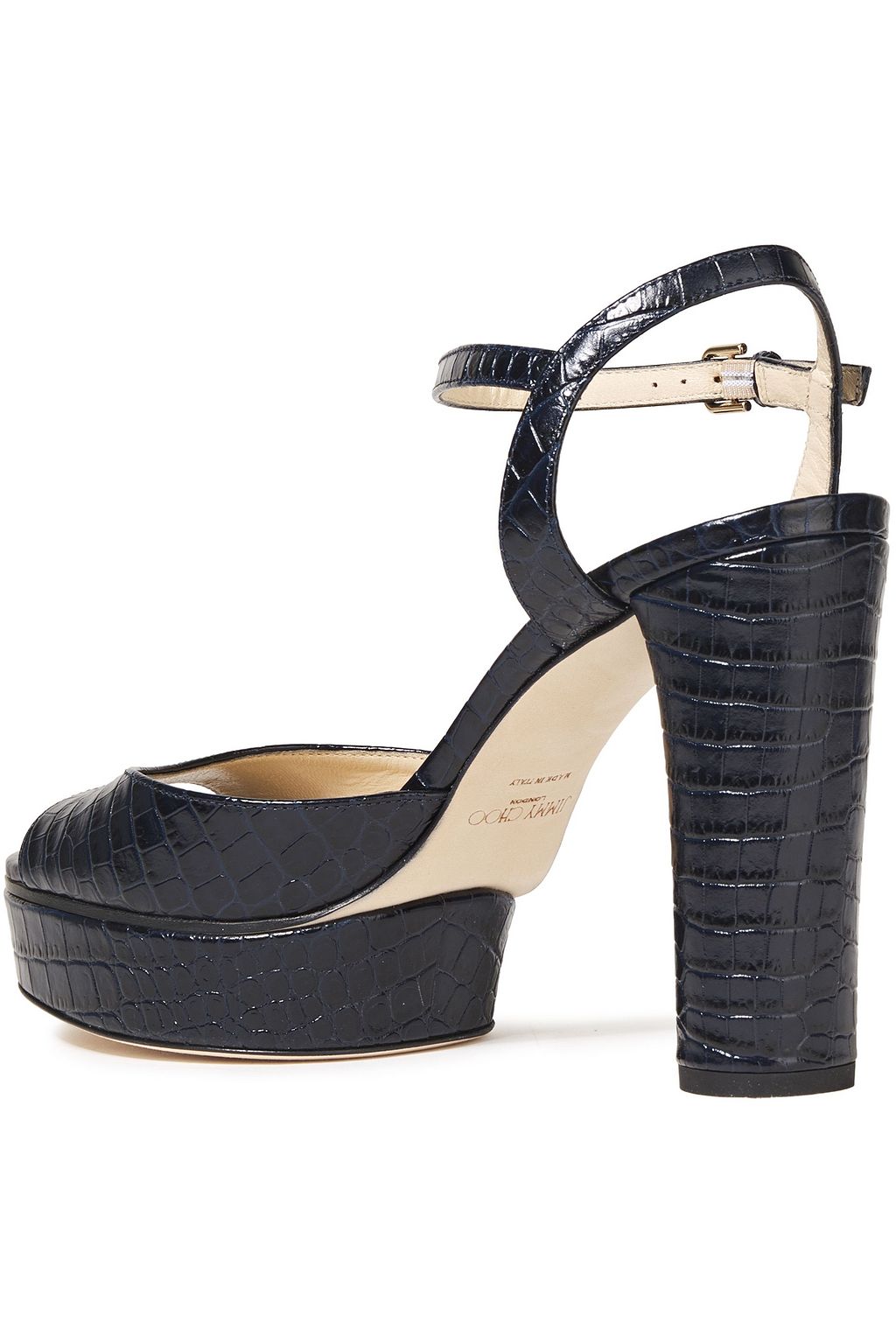 JIMMY CHOO Peachy 105 croc-effect leather platform sandals