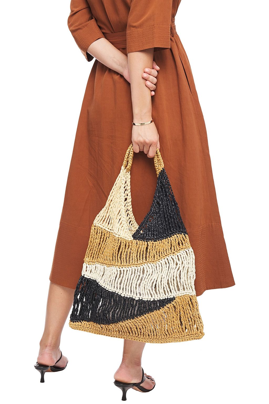 M MISSONI Color-block faux raffia tote