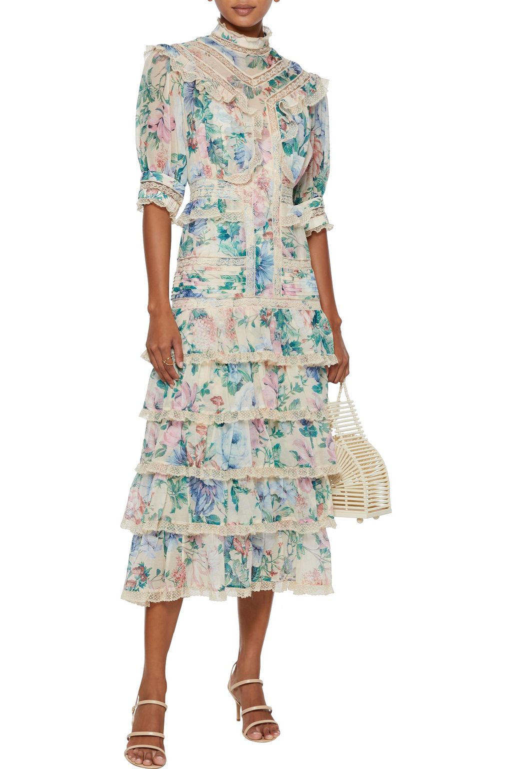 ZIMMERMANN Verity Scallop tiered floral-print cotton and silk-blend midi dress