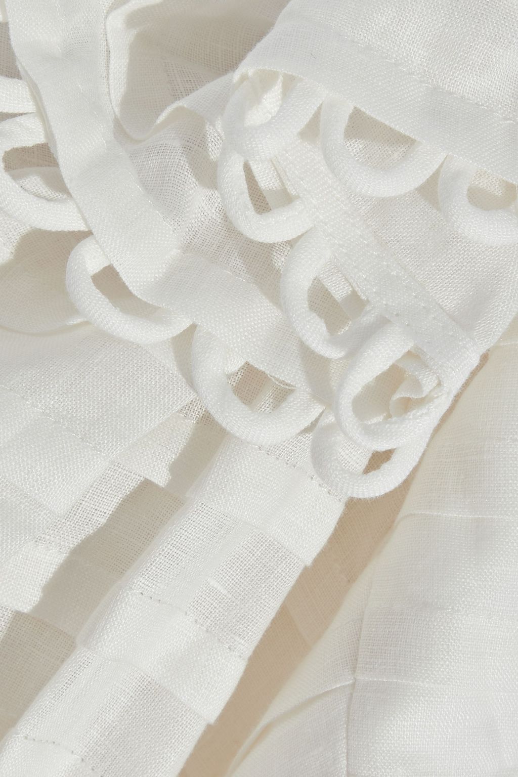 ZIMMERMANN Allia schulterfreies Cropped Neckholder-Oberteil aus Leinen mit Rüschen